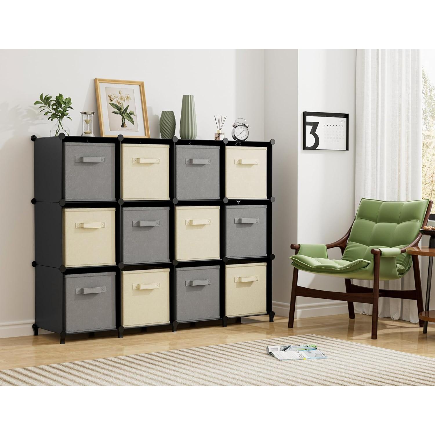 Organizador de Closet HOMIDEC 12 Cubos Negro 30x30 cm