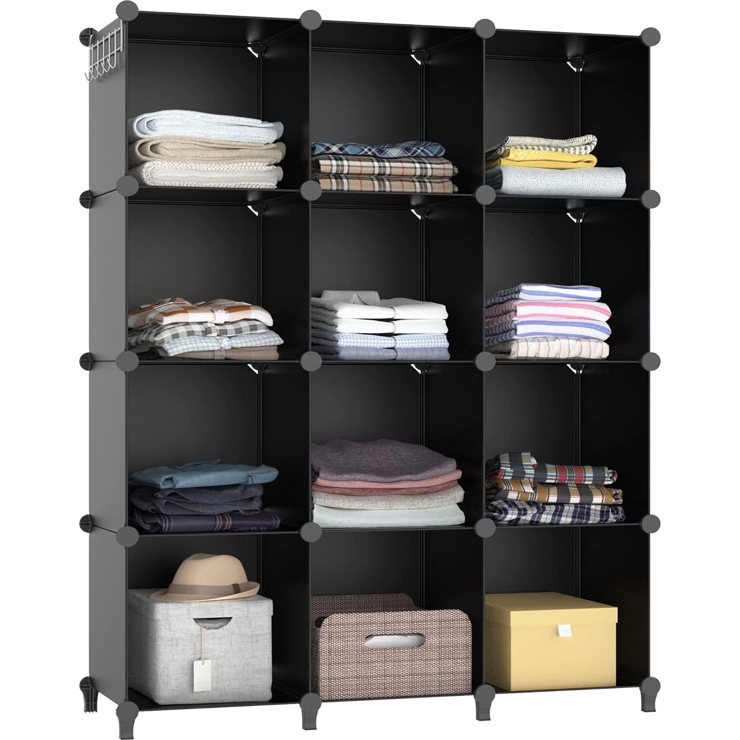 Organizador de Closet HOMIDEC 12 Cubos Negro 30x30 cm