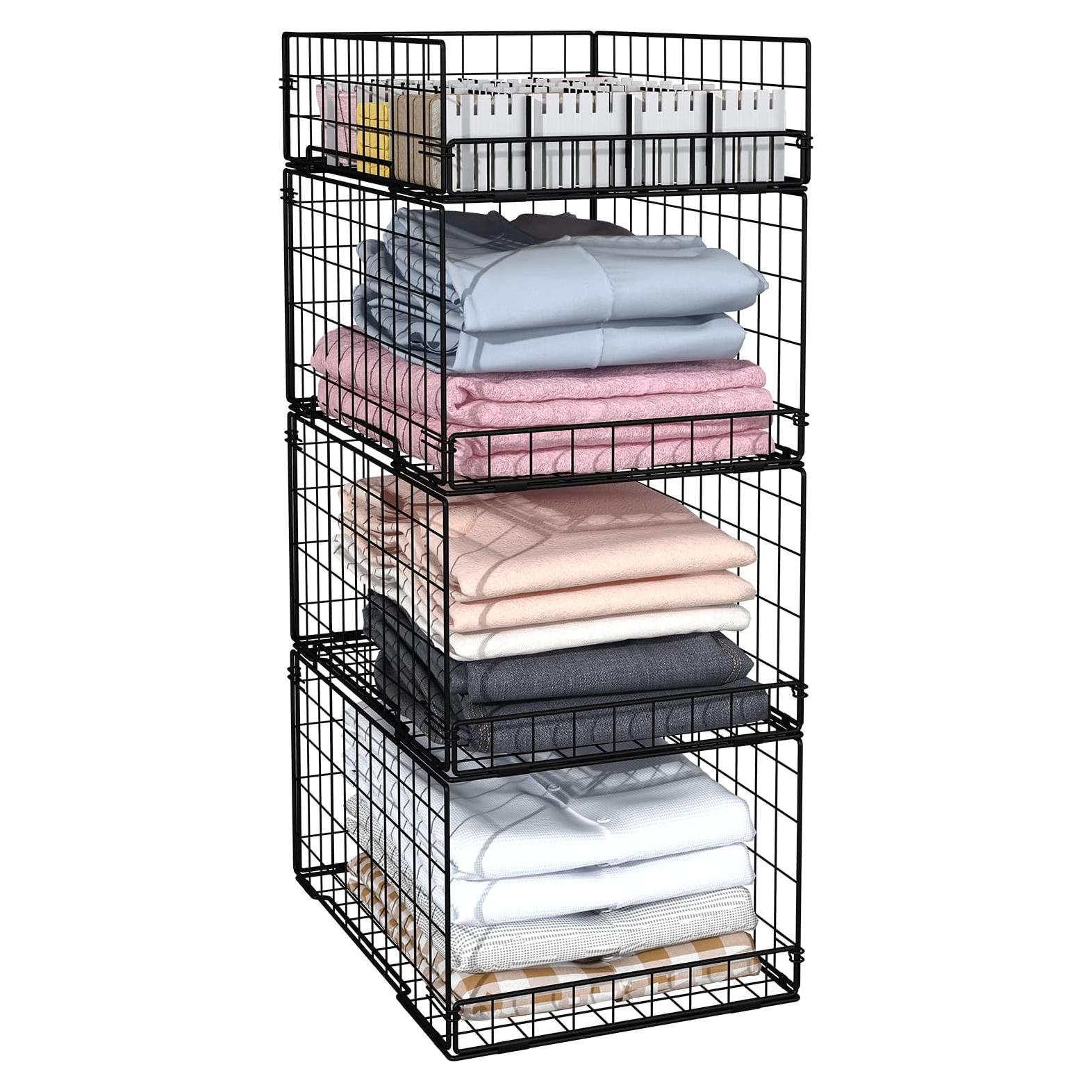 Organizador de Closet Cidaziya 4 Niveles Plegable Negro