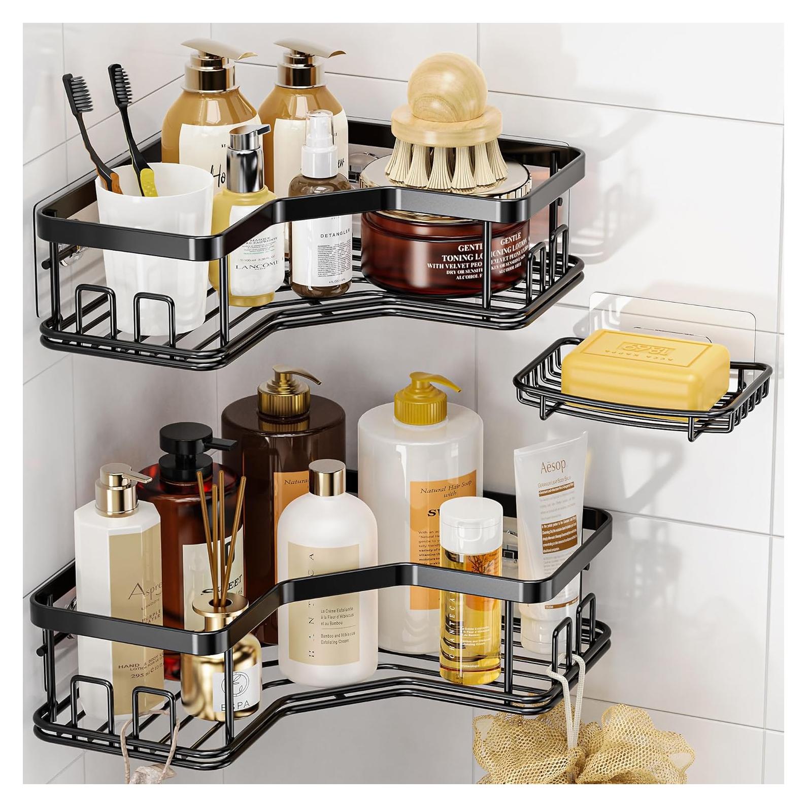 Organizador de Ducha MAXIFFE, 3 Estantes Esquina Acero Inoxidable