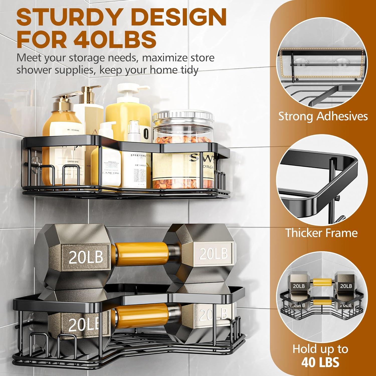 Organizador de Ducha MAXIFFE, 3 Estantes Esquina Acero Inoxidable