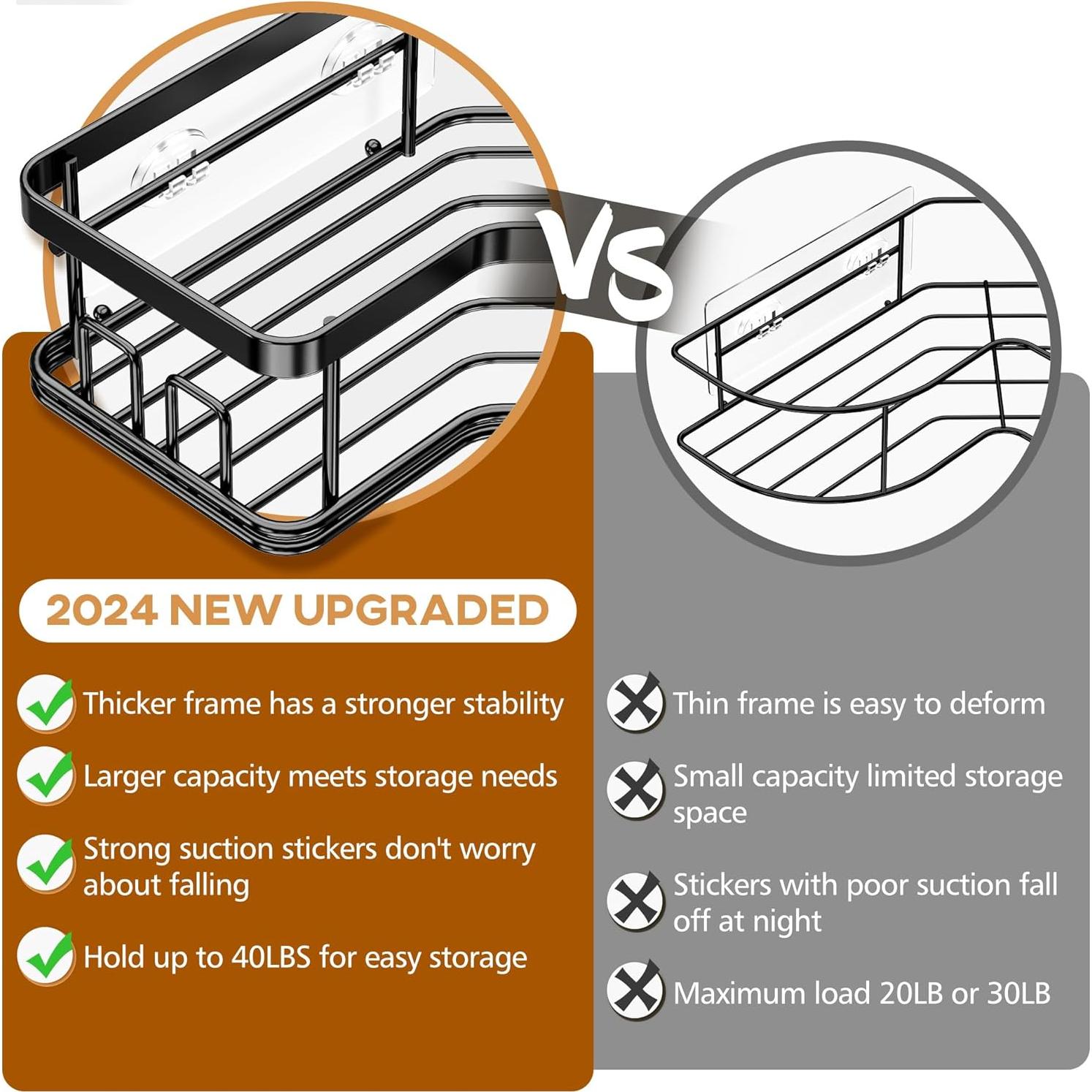 Organizador de Ducha MAXIFFE, 3 Estantes Esquina Acero Inoxidable