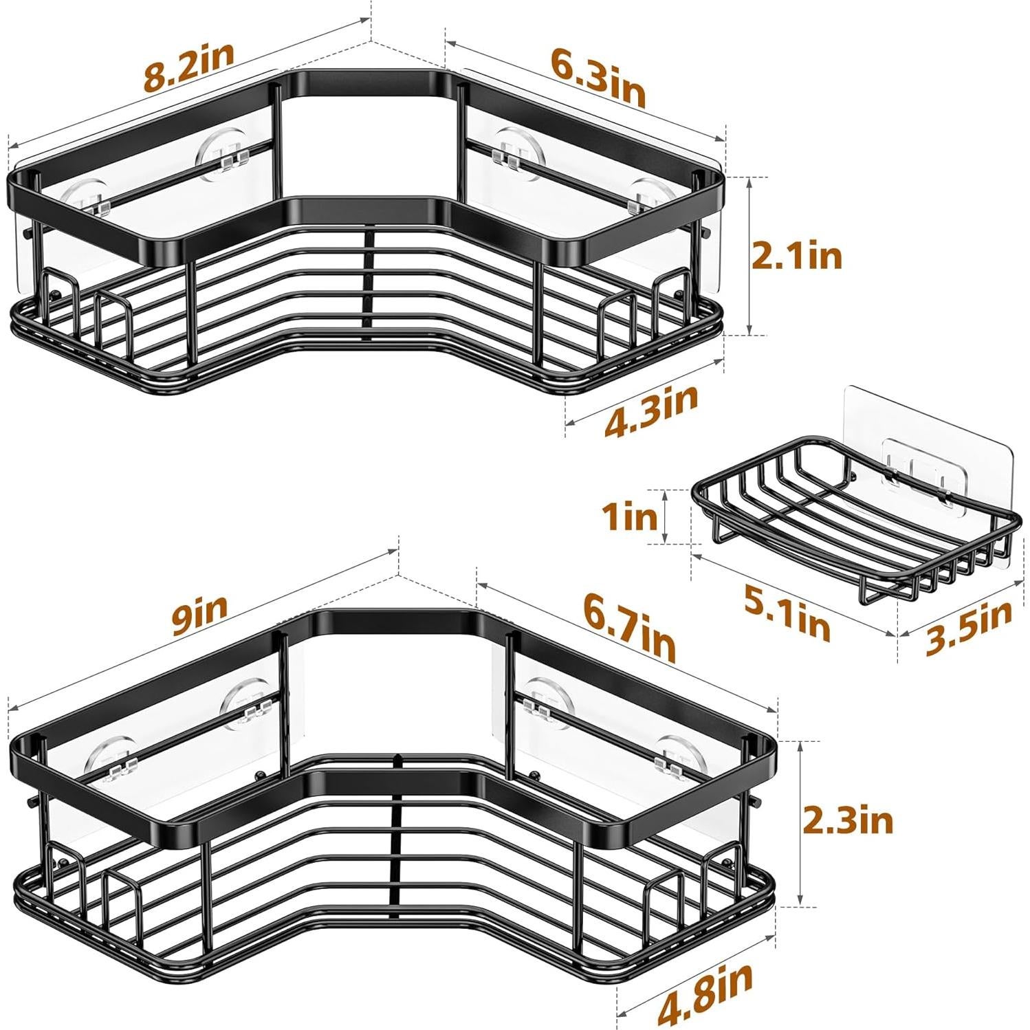 Organizador de Ducha MAXIFFE, 3 Estantes Esquina Acero Inoxidable