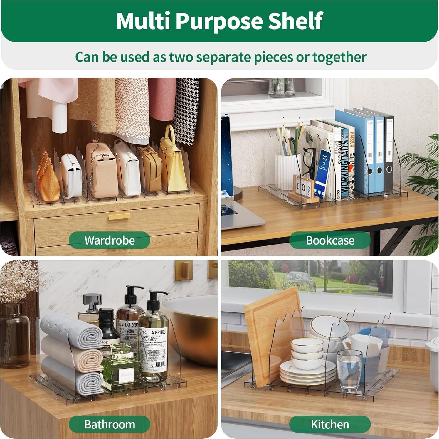 Divisor de Estante Ajustable Spacekeeper 4 Piezas Transparente