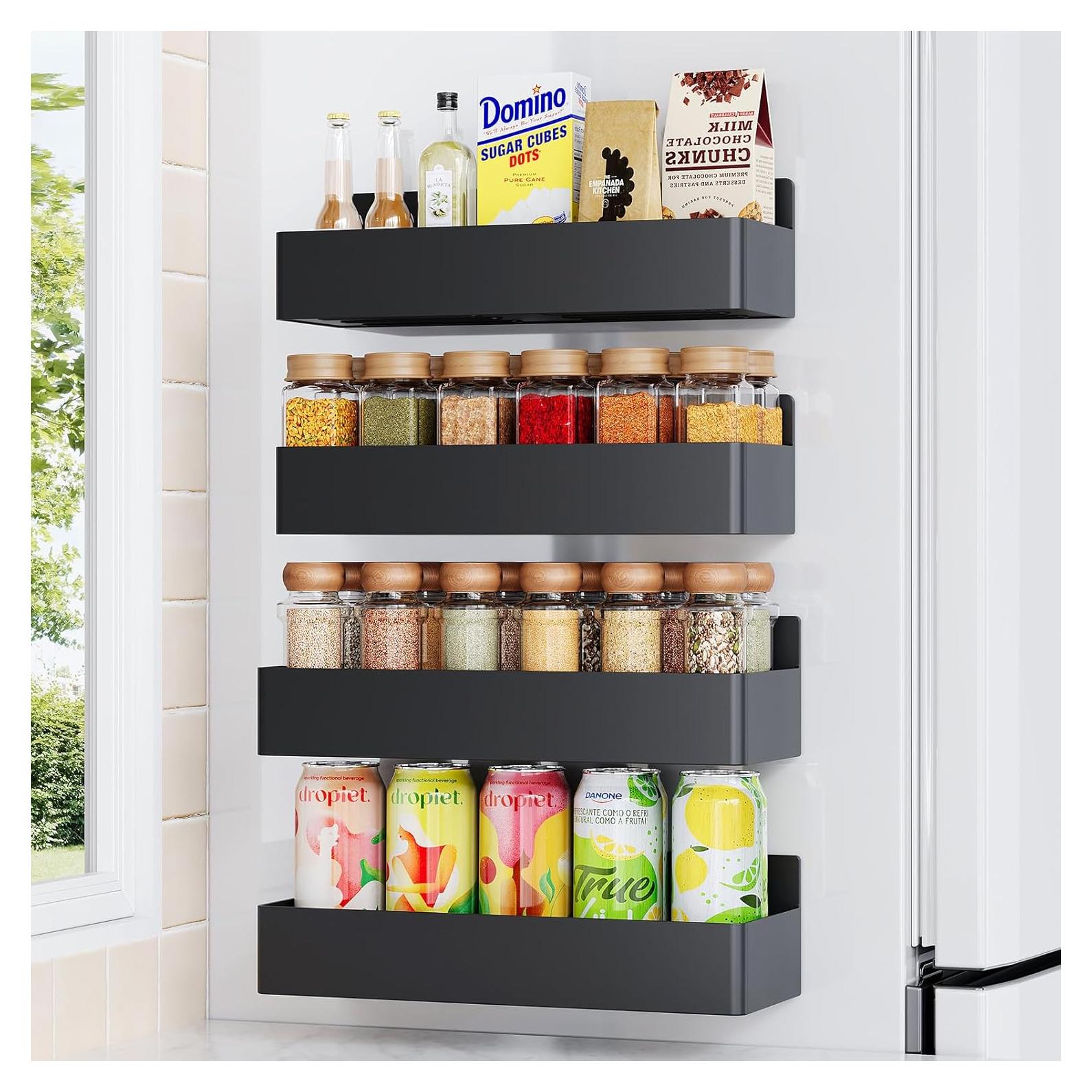 Estante Magnético para Especias Mystozer Negro 4 Paquete
