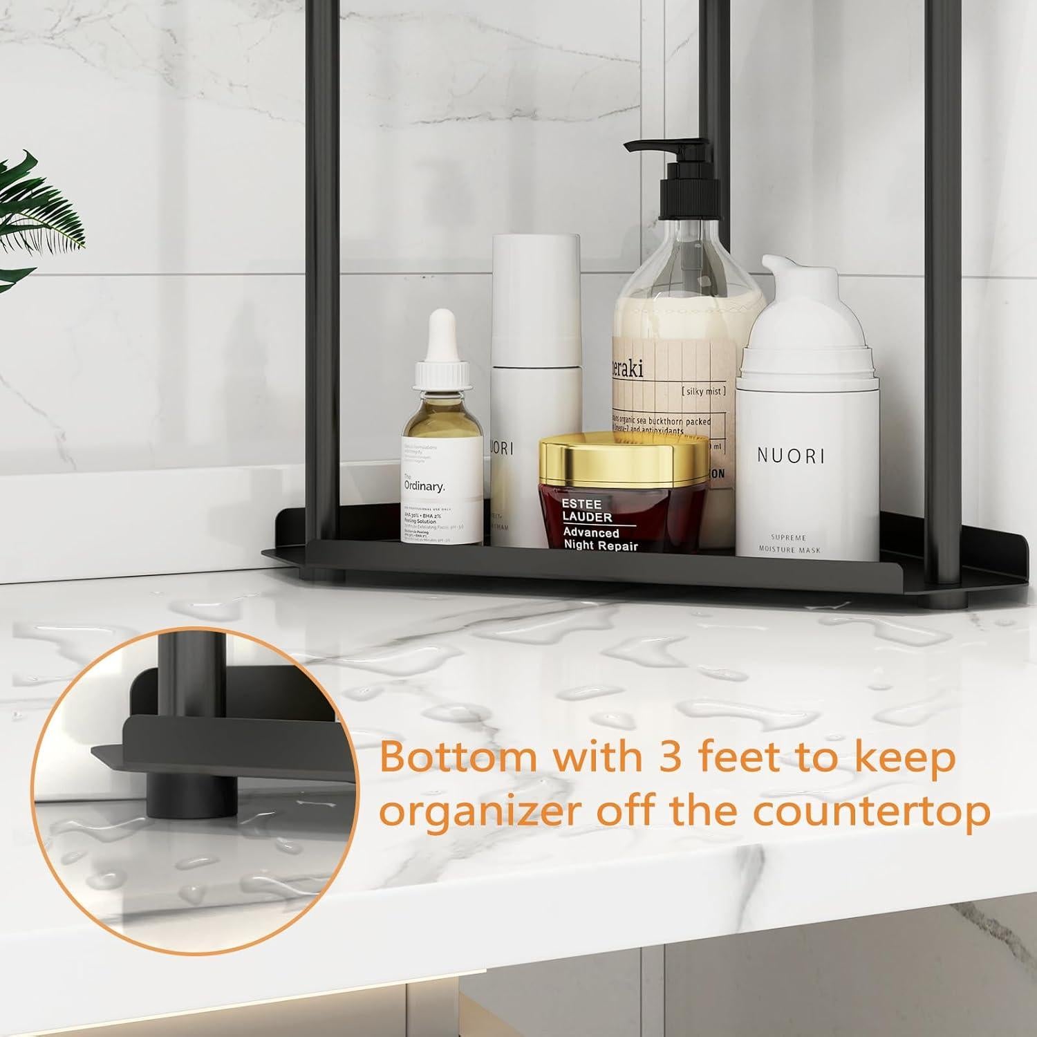Organizador de baño Jesginboo 2 niveles negro compacto