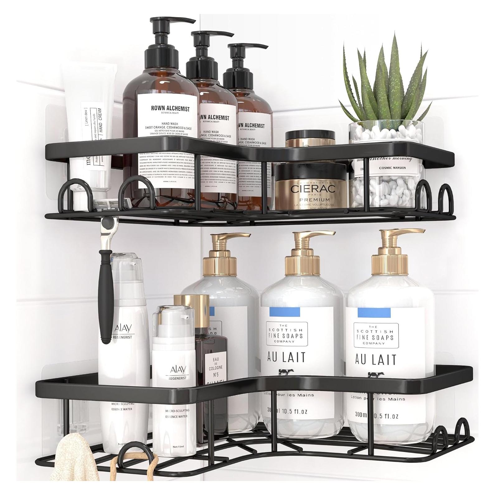 Caddy de Ducha Esquinero Sakugi 2 Piezas Acero Inoxidable Negro