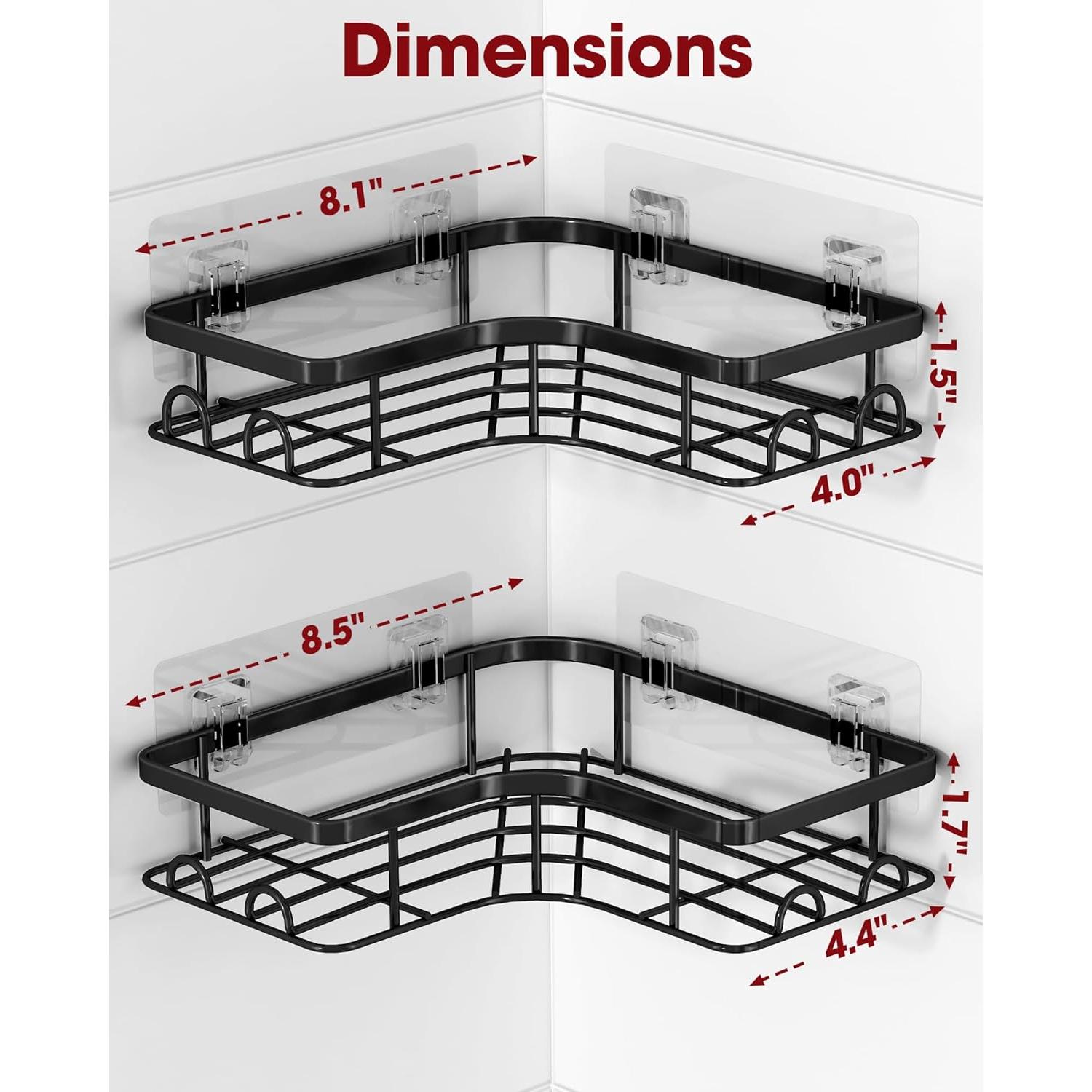 Caddy de Ducha Esquinero Sakugi 2 Piezas Acero Inoxidable Negro