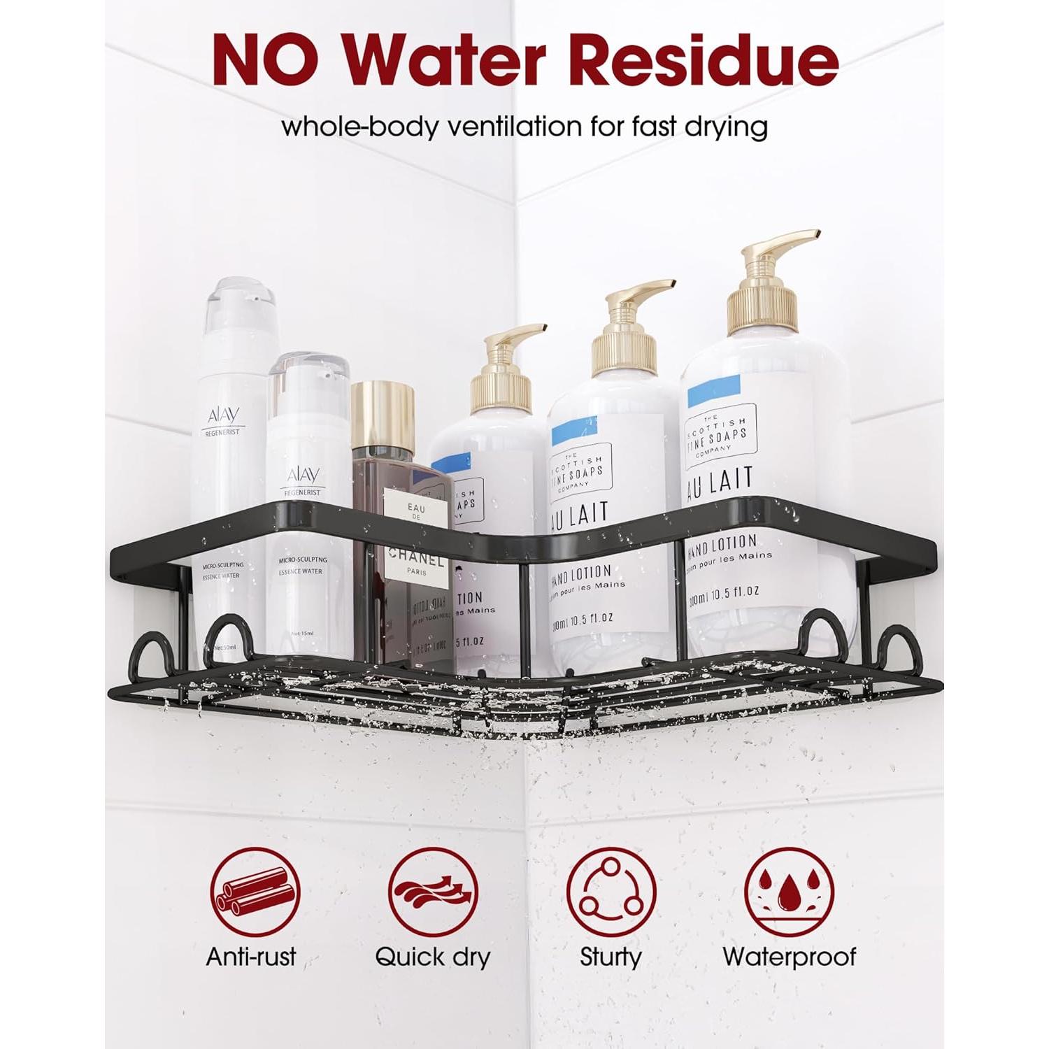 Caddy de Ducha Esquinero Sakugi 2 Piezas Acero Inoxidable Negro