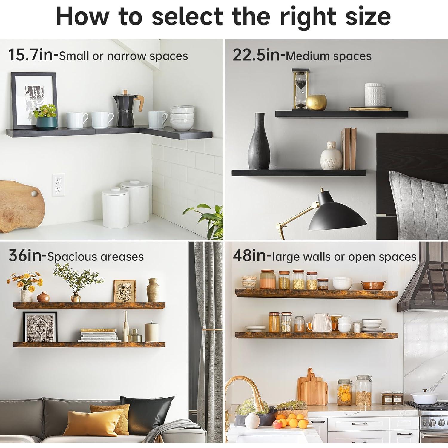 Estantes Flotantes BAYKA de Madera Rústica 3 Piezas 40,6 cm