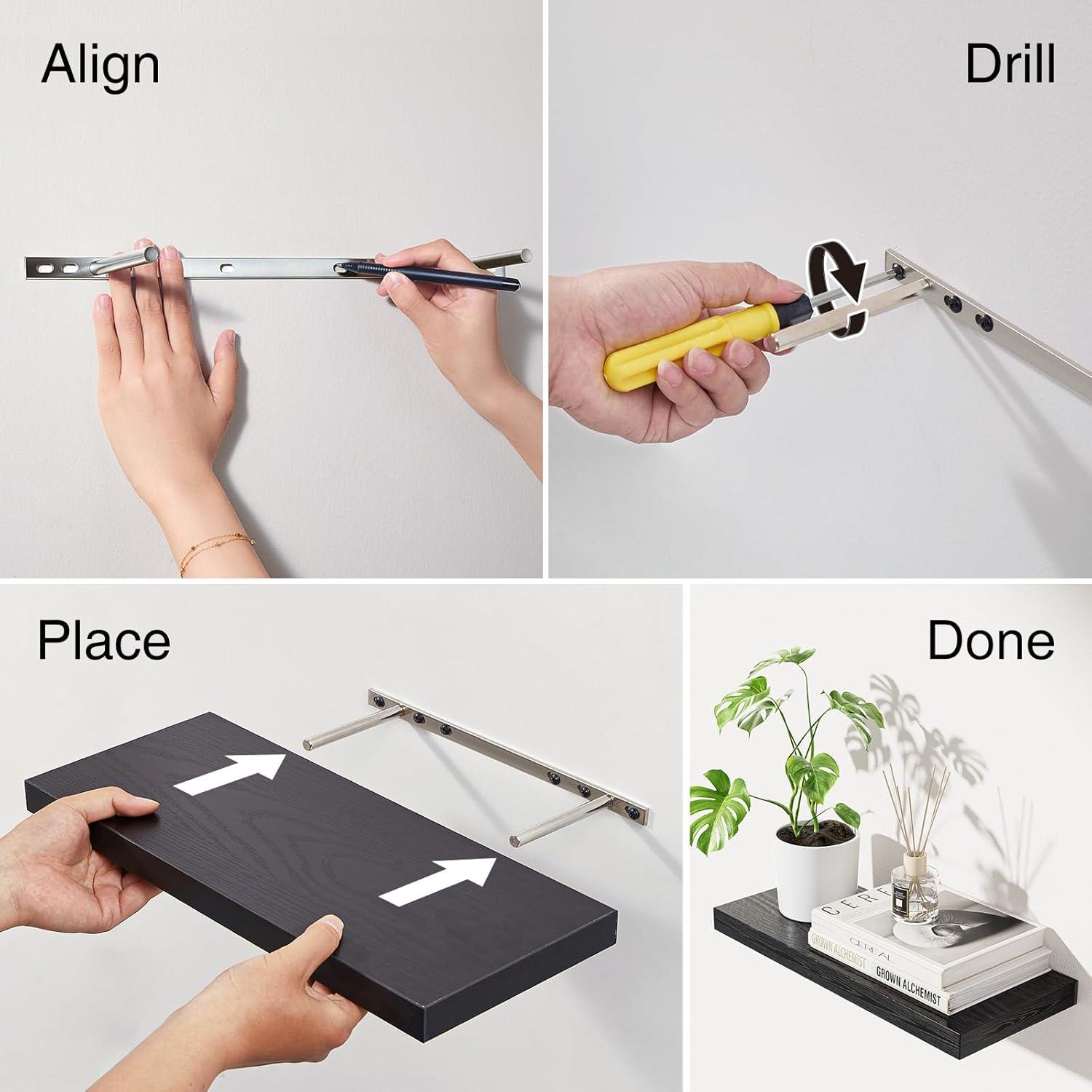 Estantes Flotantes BAYKA de Madera Rústica 3 Piezas 40,6 cm