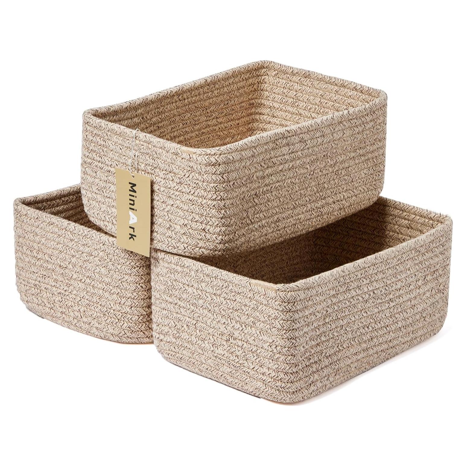 Cestas de Almacenamiento MiniArk 3 Piezas Algodón 29x19x12 cm