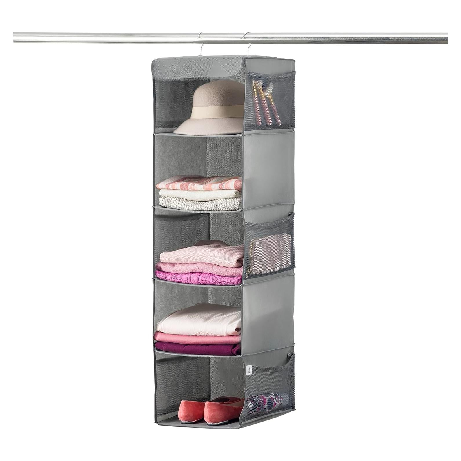 Organizador de Closet Colgante ZOBER 5 Estantes Gris