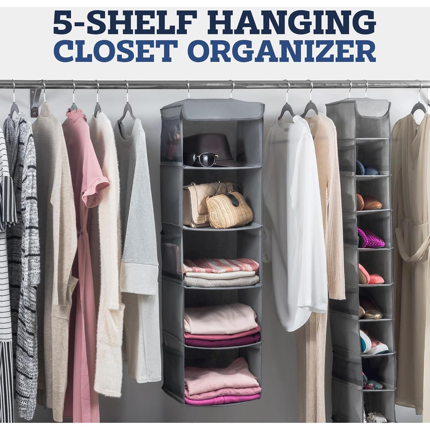 Organizador de Closet Colgante ZOBER 5 Estantes Gris