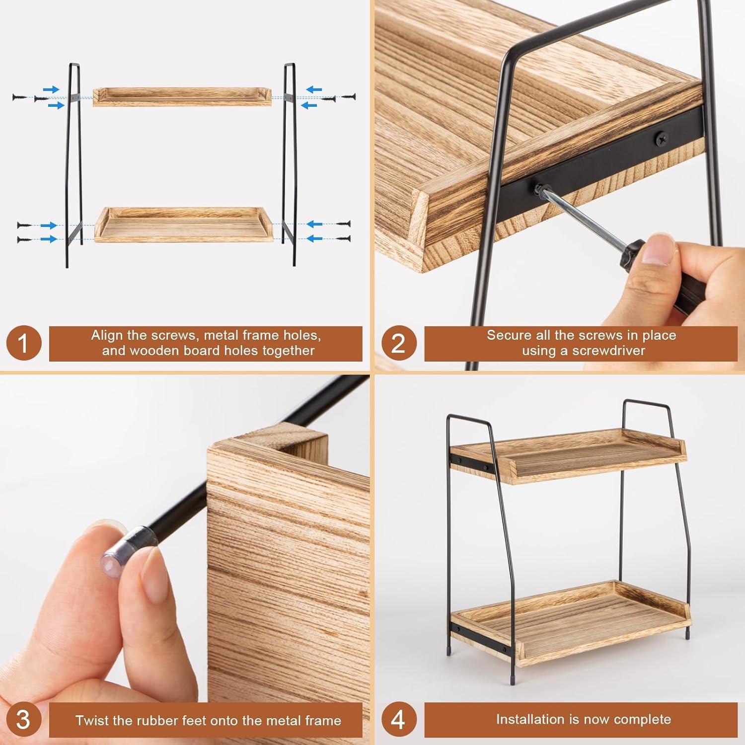 Organizador de Café ANBOXIT de Madera 2 Niveles Marrón