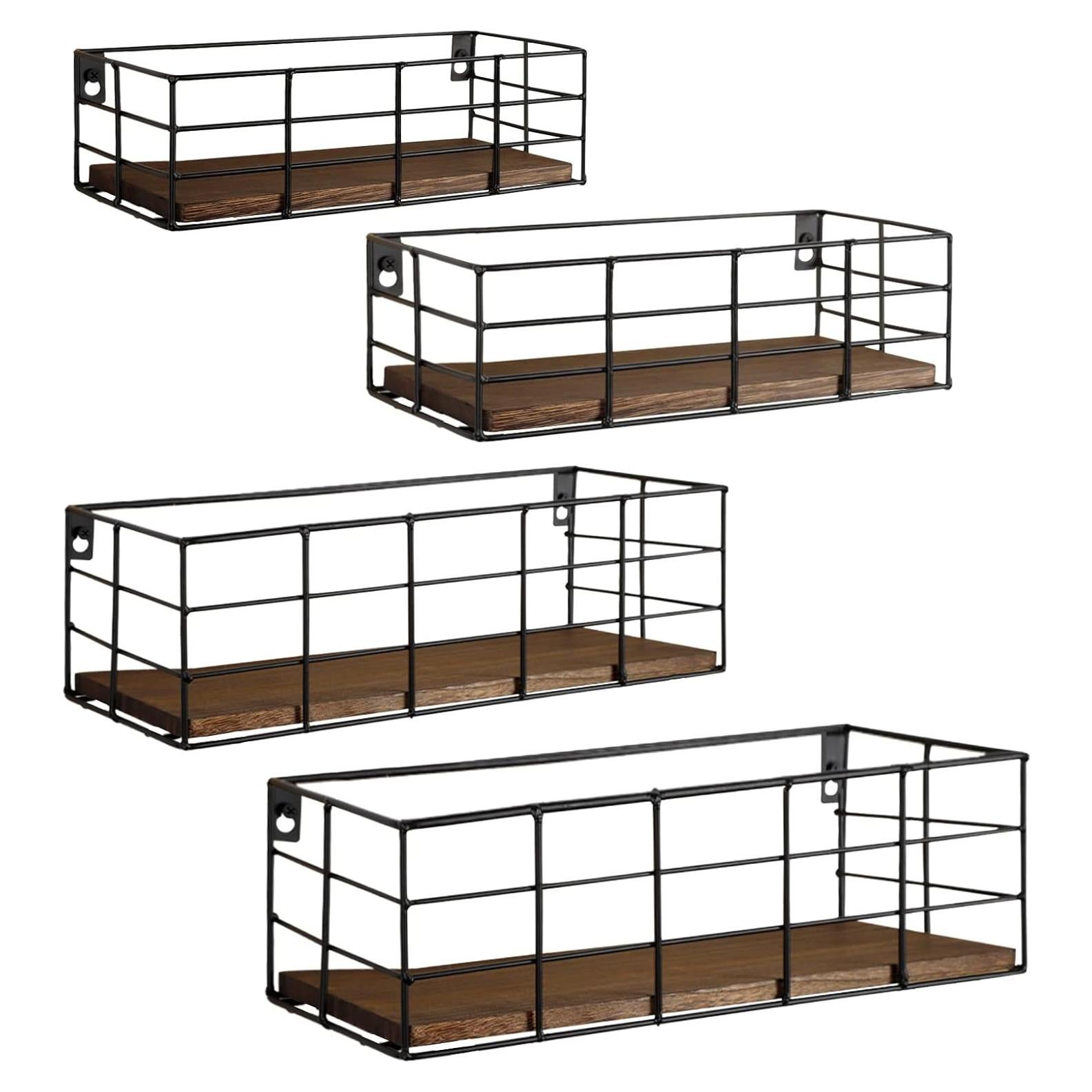 Estantes Flotantes Fixwal 4 Piezas Paulownia Negro