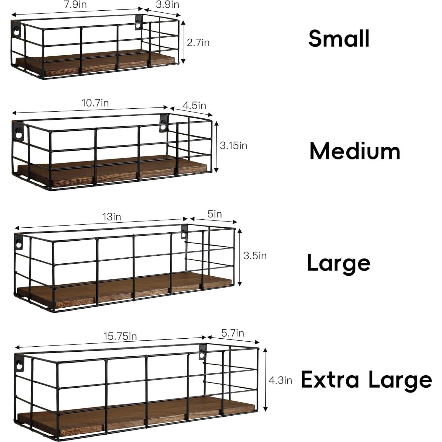 Estantes Flotantes Fixwal 4 Piezas Paulownia Negro
