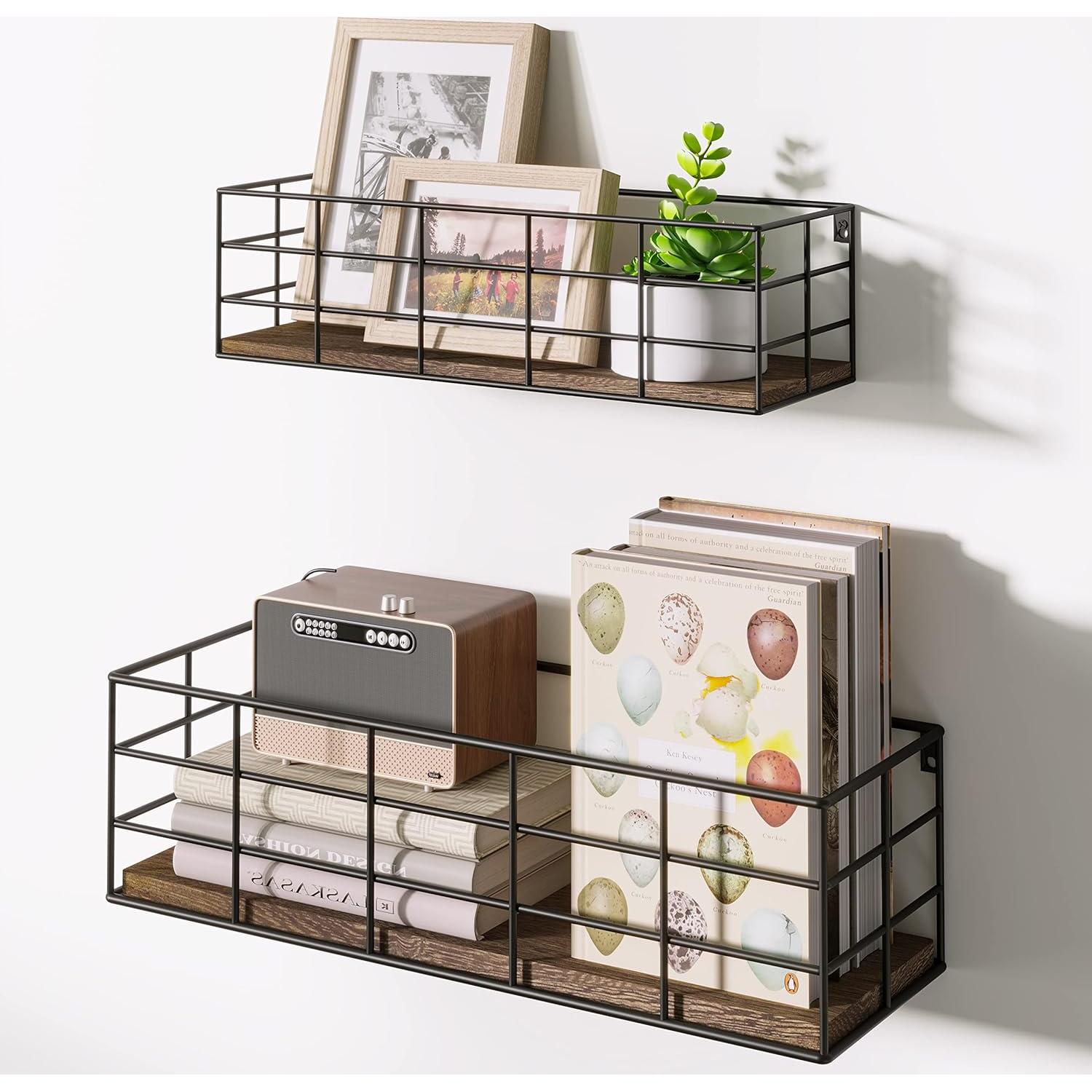 Estantes Flotantes Fixwal 4 Piezas Paulownia Negro