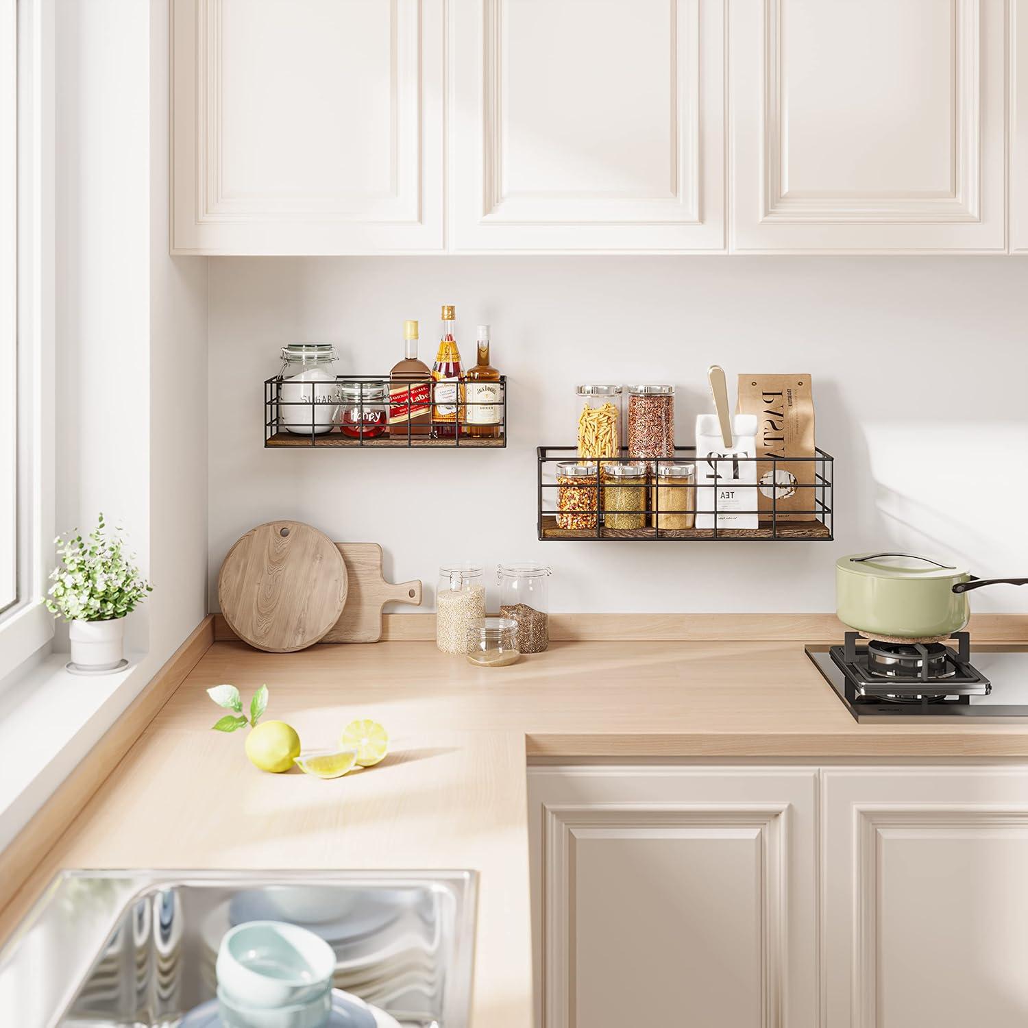 Estantes Flotantes Fixwal 4 Piezas Paulownia Negro