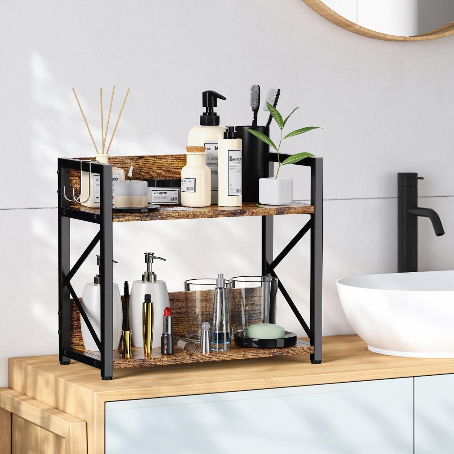 Organizador de Estante de Cocina RUILALIFE 2 Niveles Madera