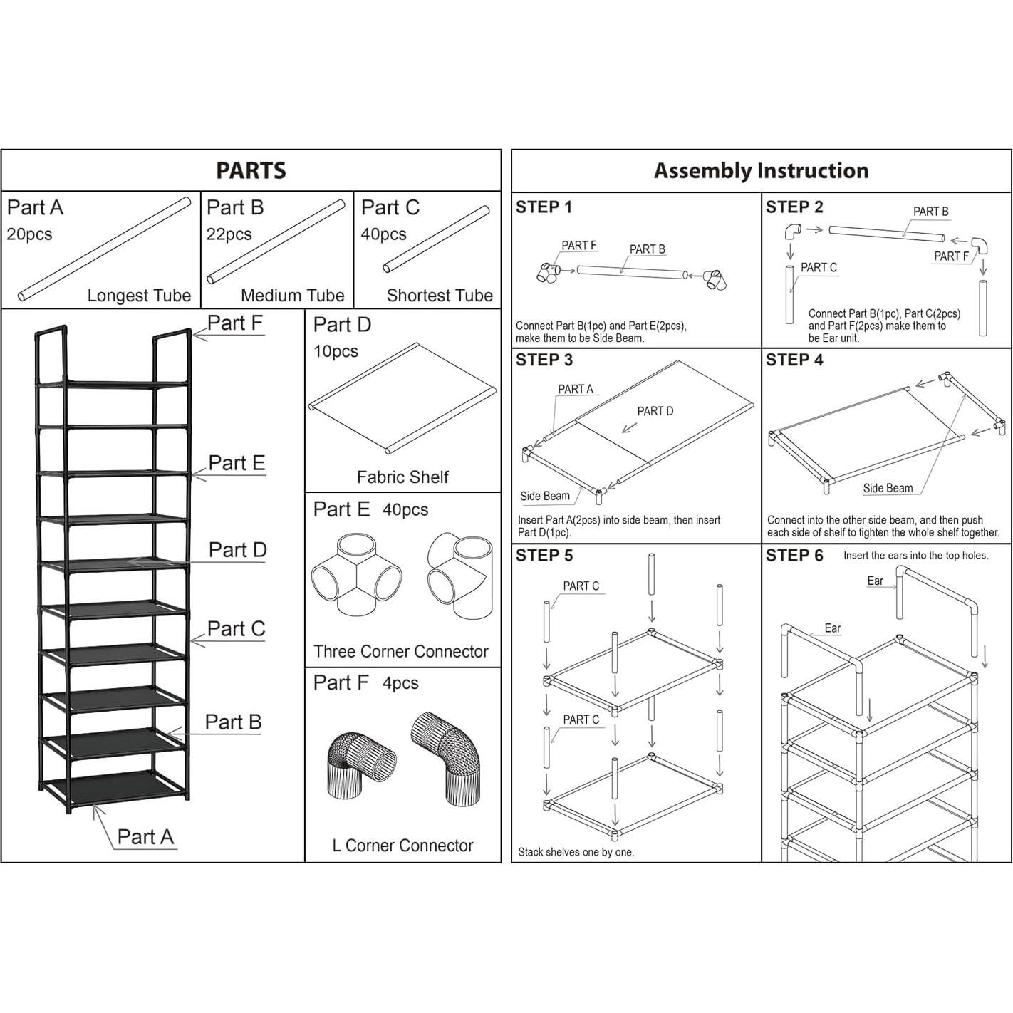Estante para Zapatos FIDUCIAL HOME 10 Niveles 20-25 Pares