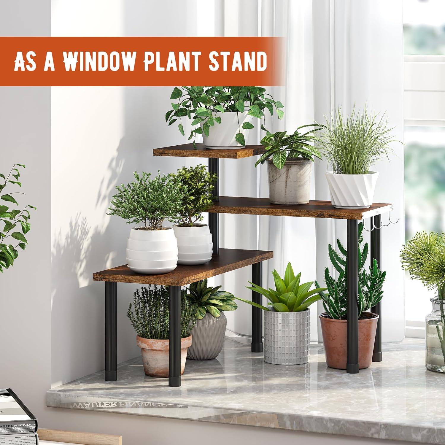 Estante de Esquina 3 Niveles GHWIE Bambú Marrón Rústico