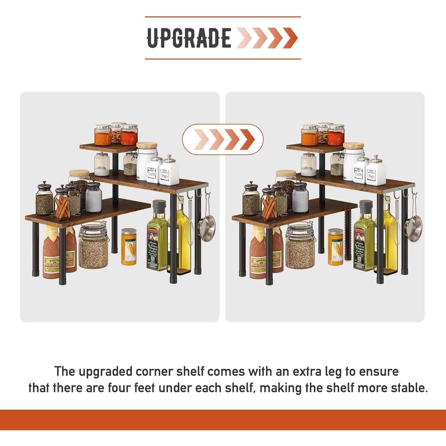 Estante de Esquina 3 Niveles GHWIE Bambú Marrón Rústico