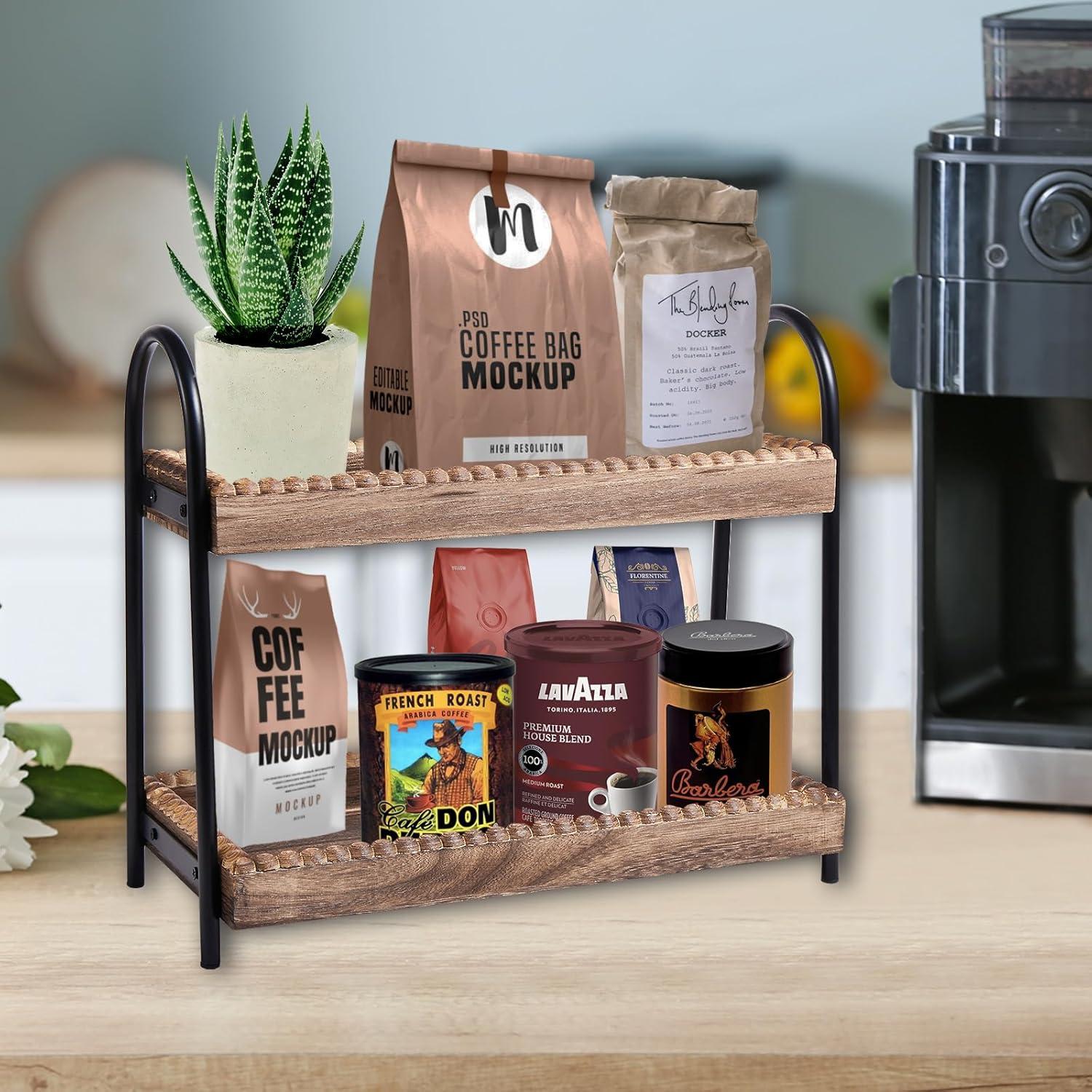 Organizador de Encimera de Baño BDBDYEAY 2 Niveles Madera