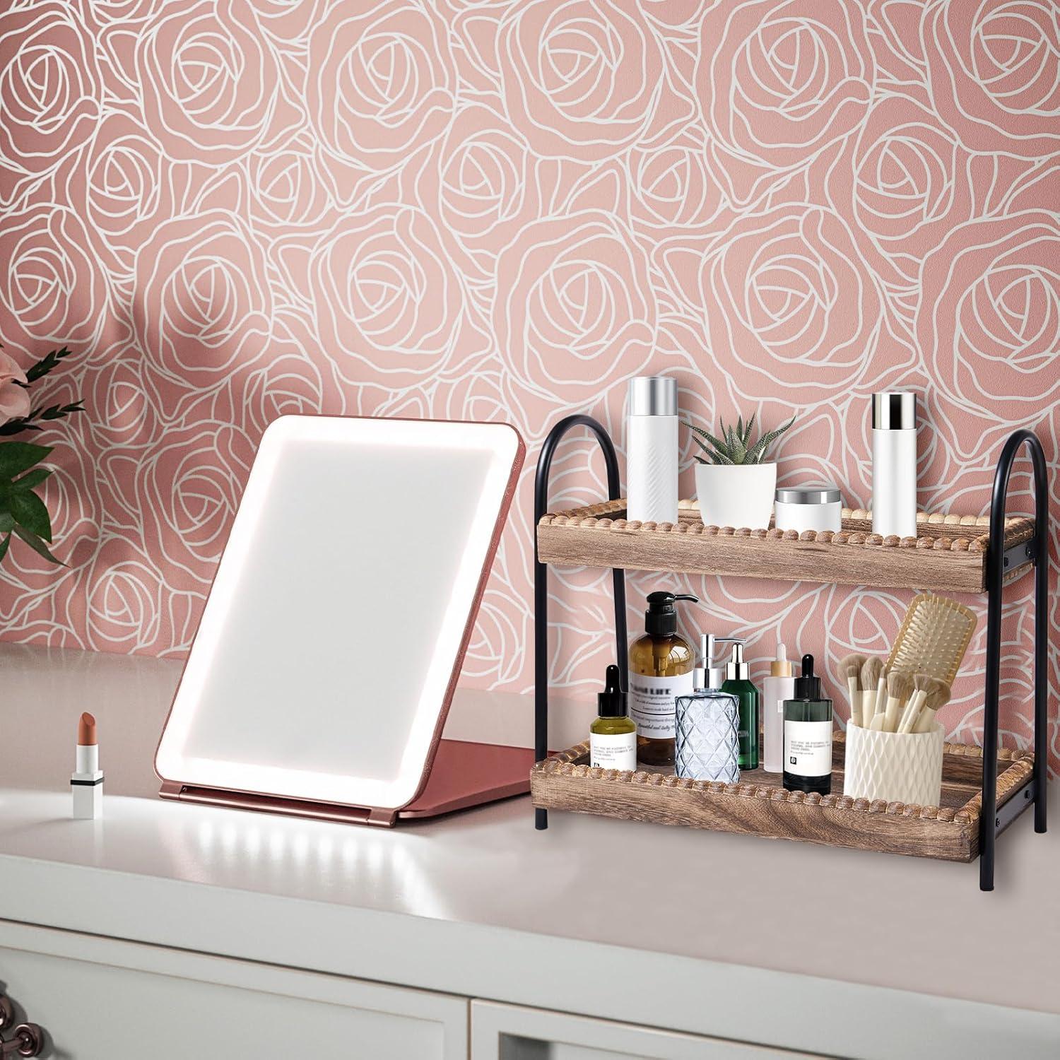 Organizador de Encimera de Baño BDBDYEAY 2 Niveles Madera