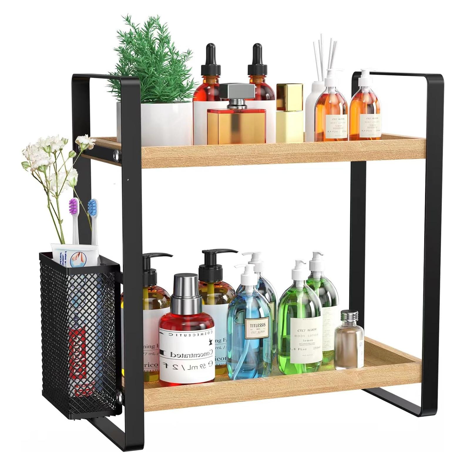 Organizador de Encimera de Baño LEMIKKLE Madera Natural