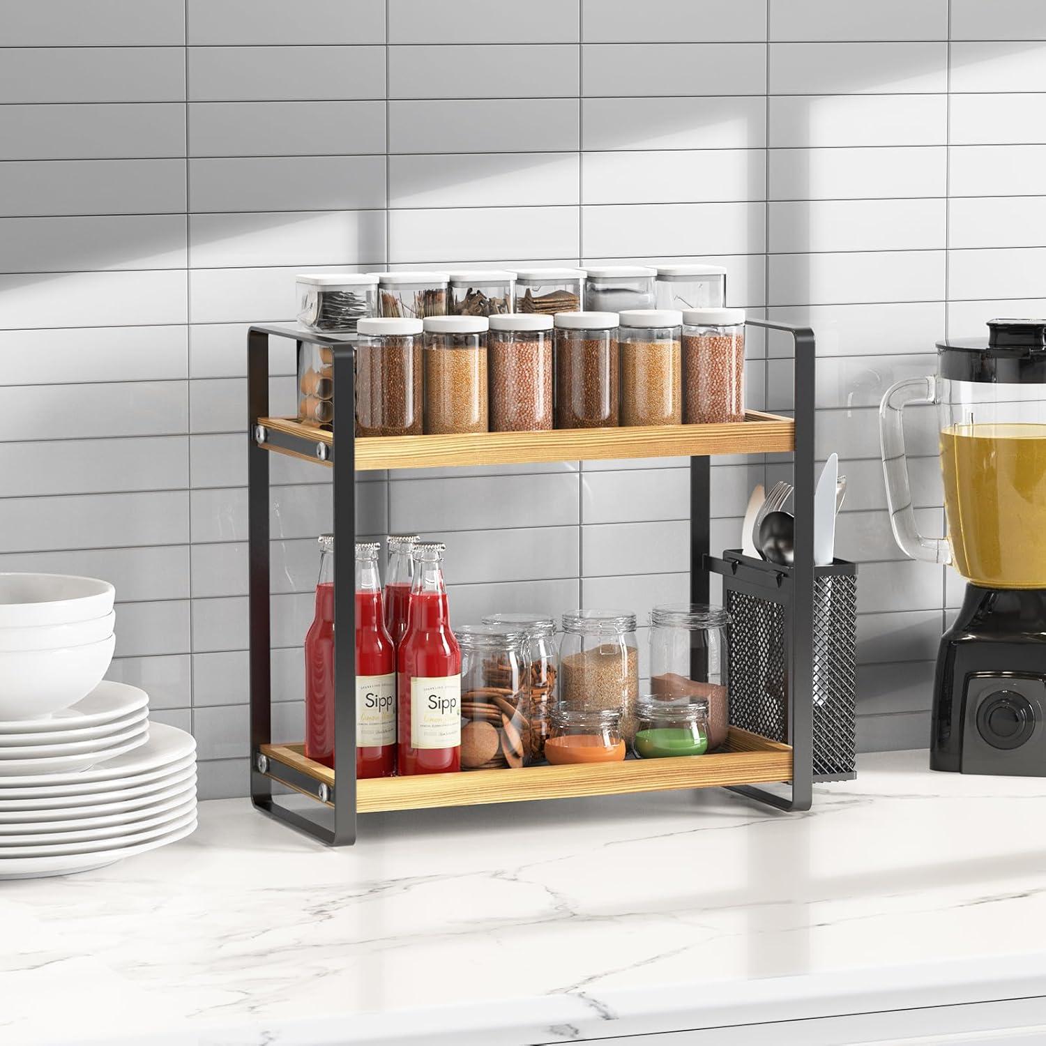 Organizador de Encimera de Baño LEMIKKLE Madera Natural