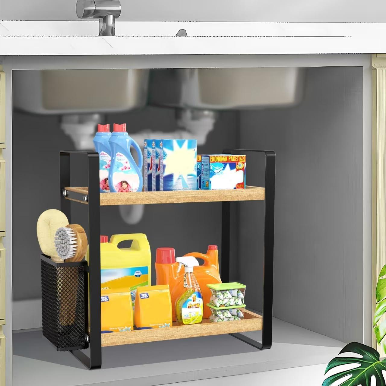 Organizador de Encimera de Baño LEMIKKLE Madera Natural