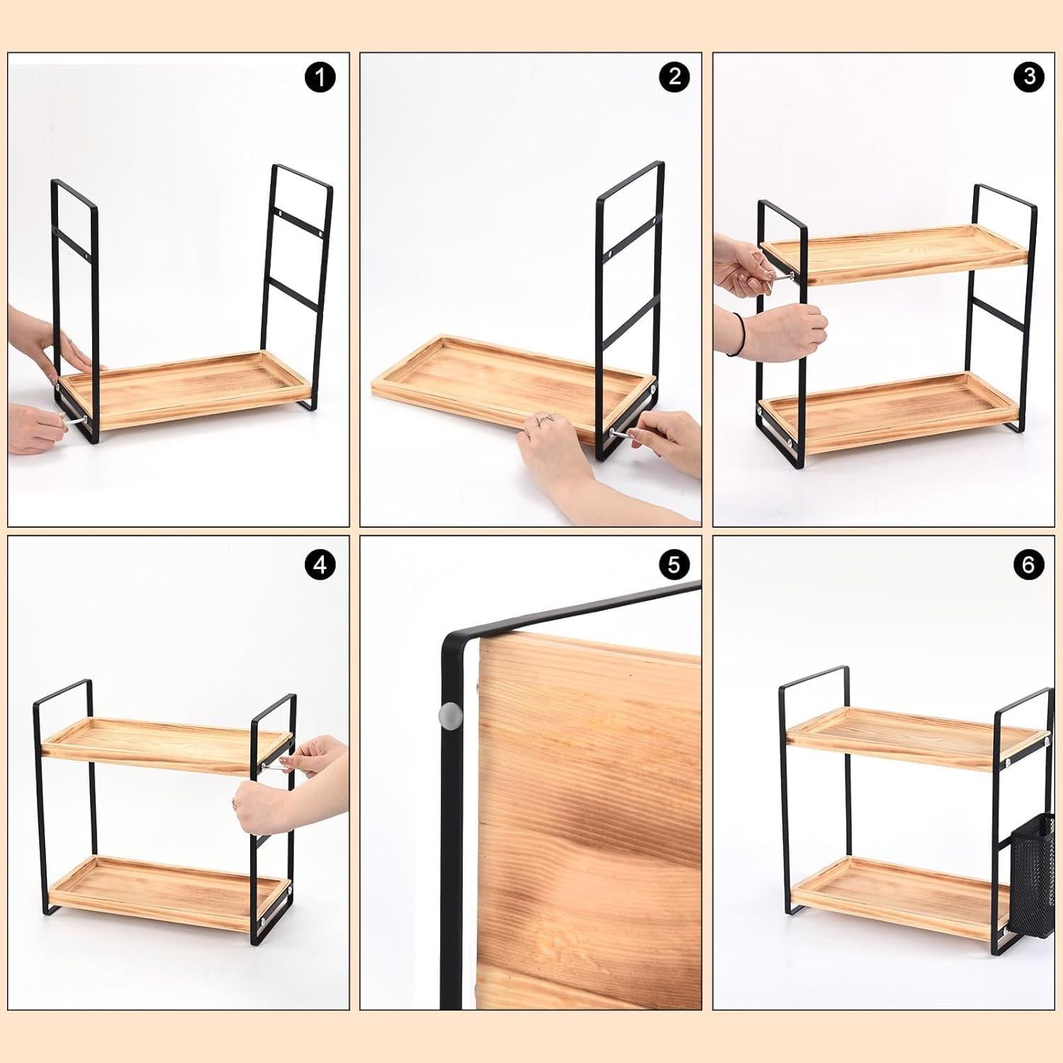 Organizador de Encimera de Baño LEMIKKLE Madera Natural