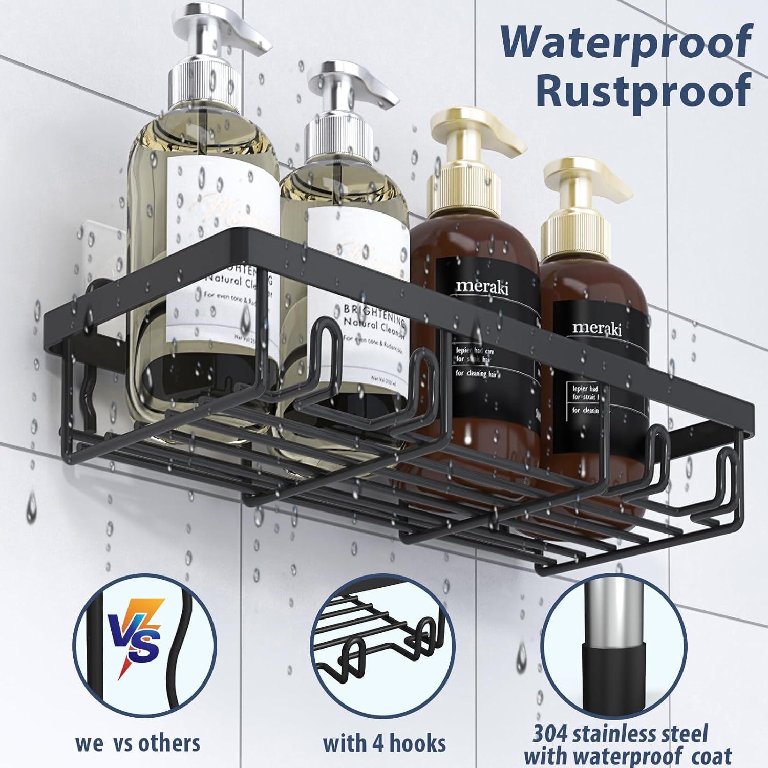 5 Estantes Organizador de Ducha Liuoud Acero Inoxidable Negro