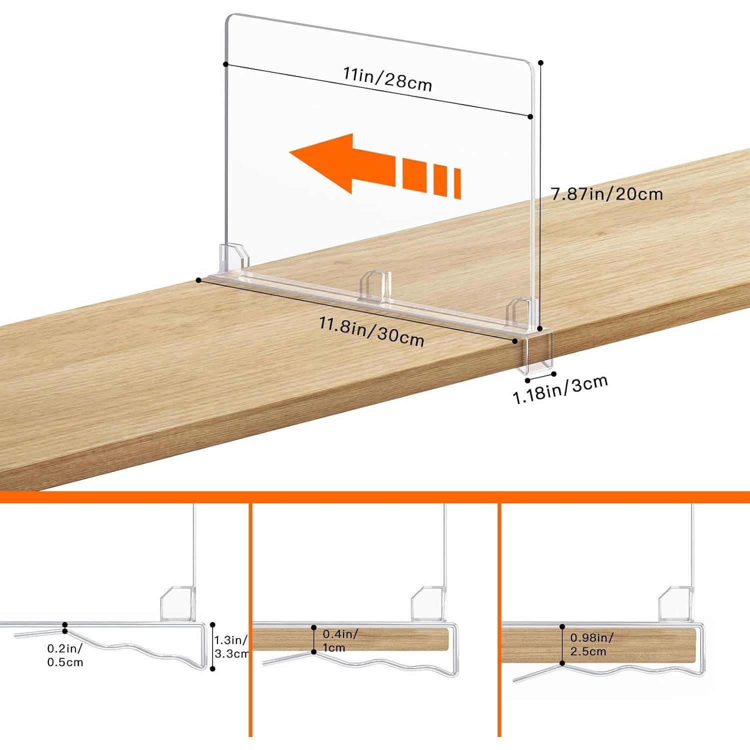Divisores de Estante Acrílico Fixwal 8 PCS 30x20 cm
