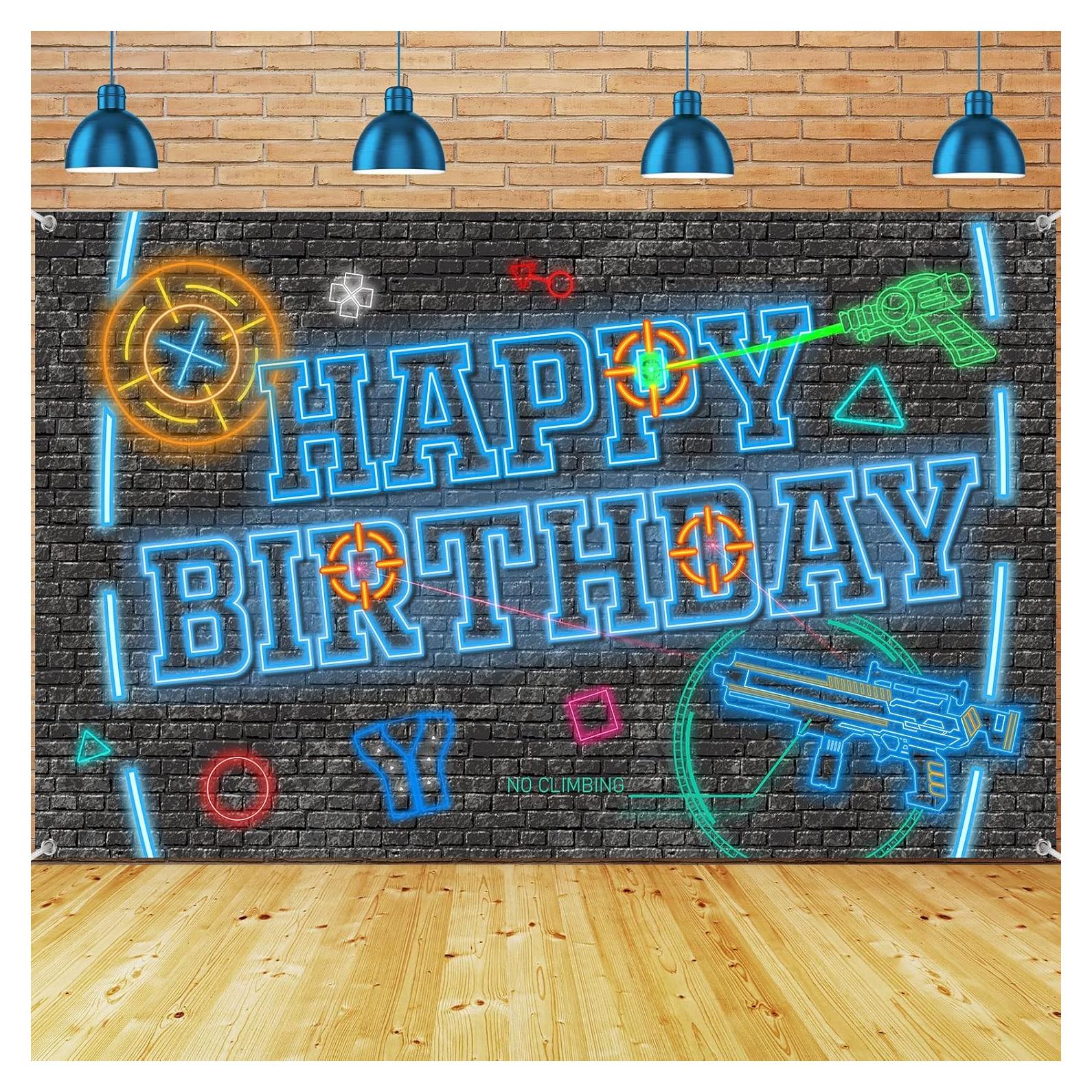 Banner de Neón Feliz Cumpleaños Tatuo 182x110 cm Decoración