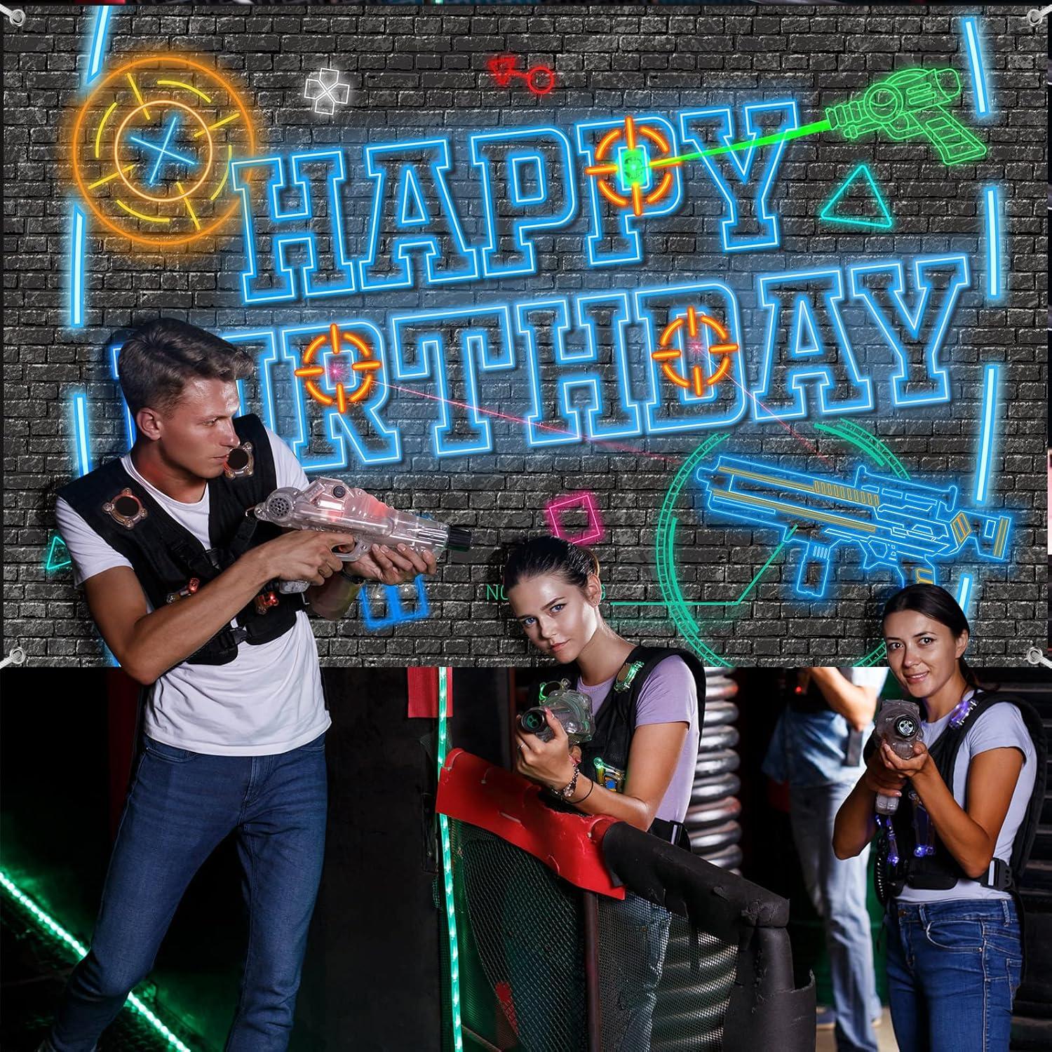 Banner de Neón Feliz Cumpleaños Tatuo 182x110 cm Decoración