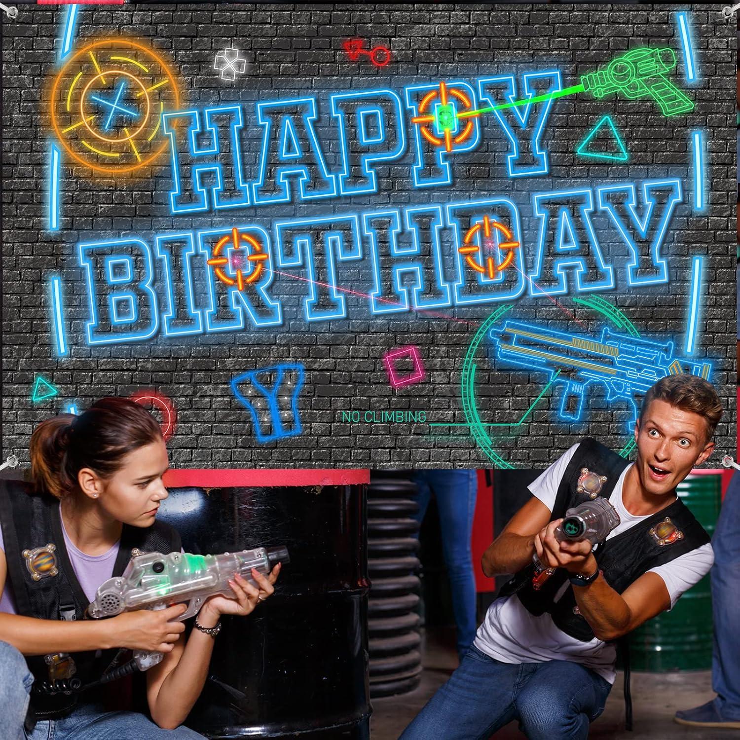 Banner de Neón Feliz Cumpleaños Tatuo 182x110 cm Decoración