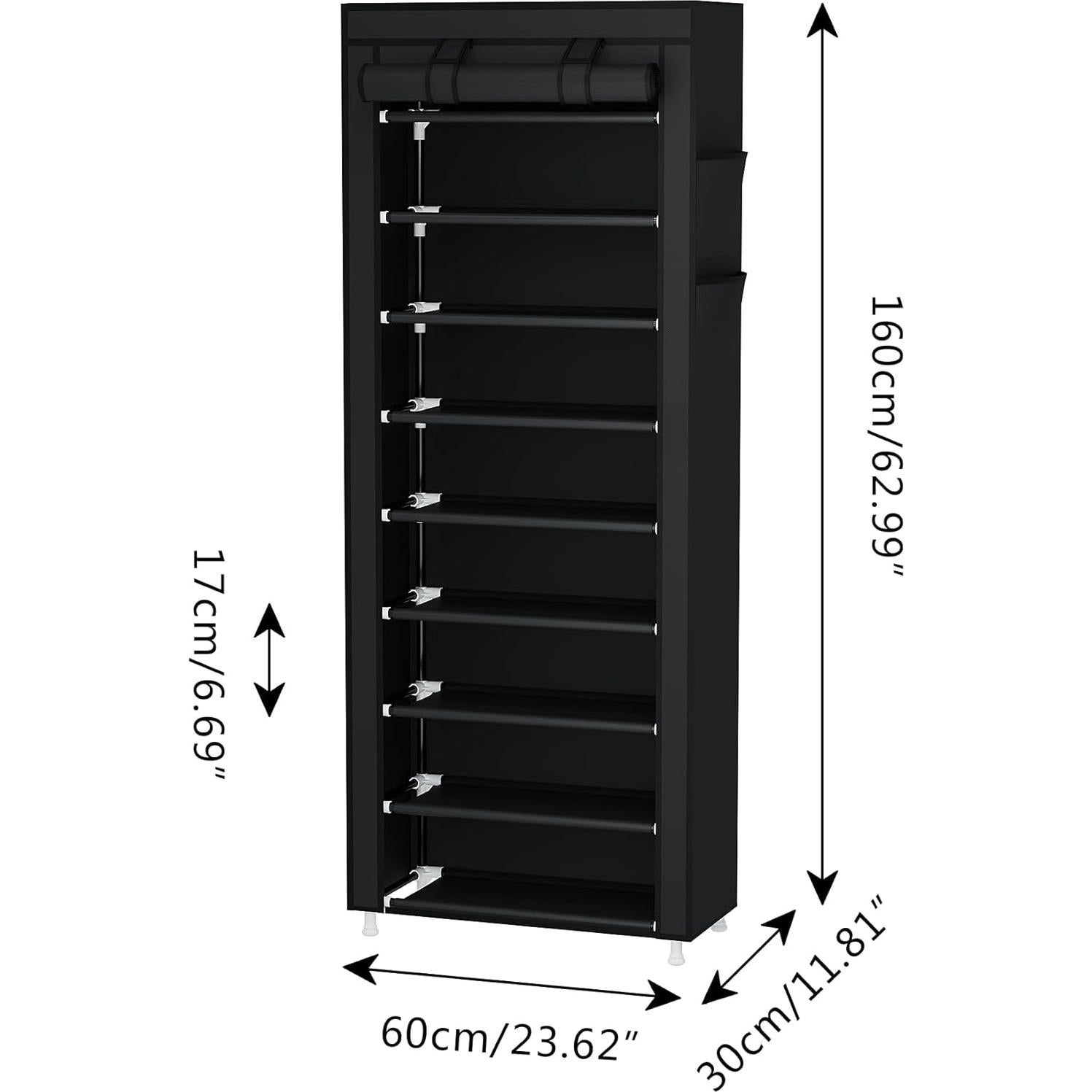 Organizador de Zapatos Calmootey 9 Niveles Negro 160 cm