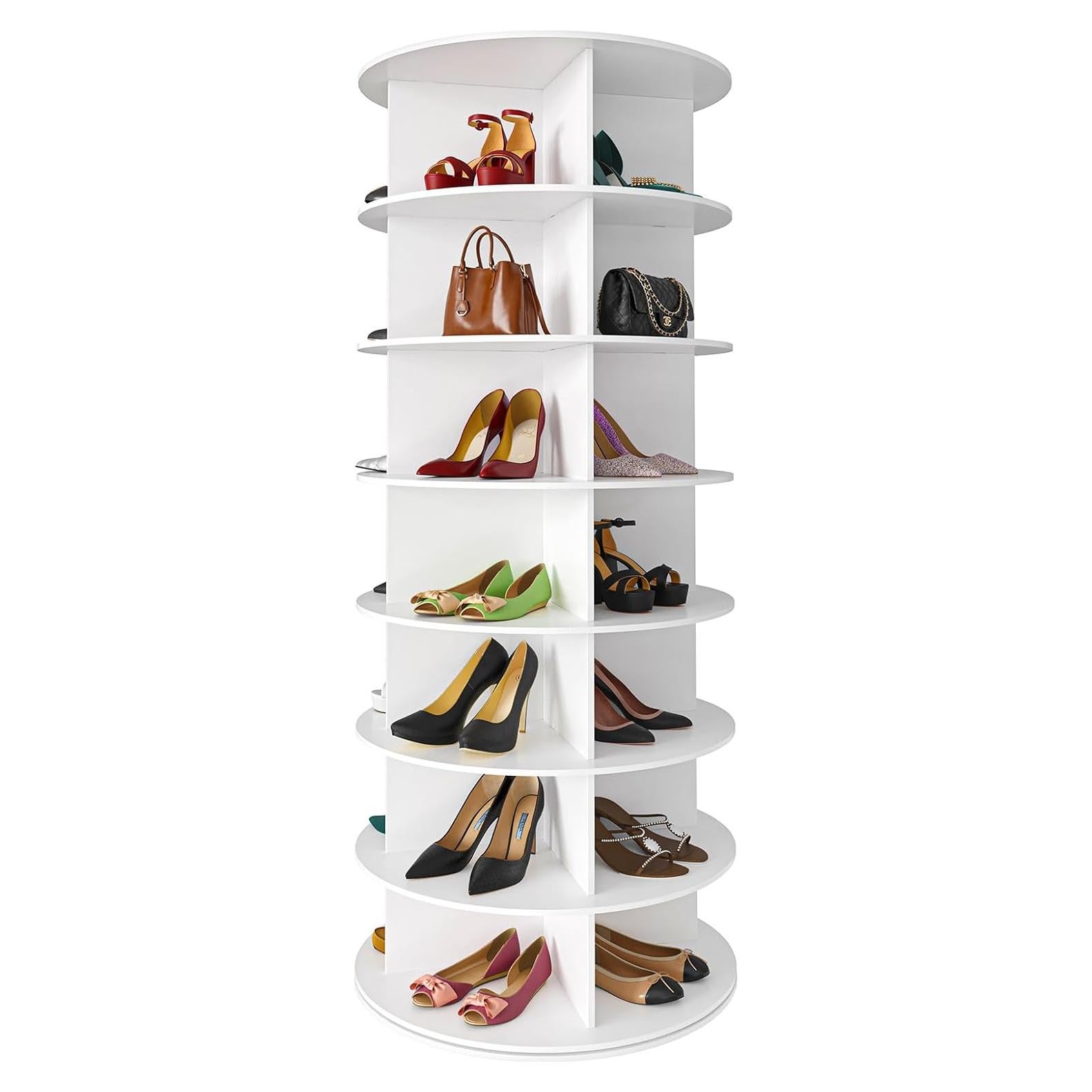 Torre de Zapatos Rotativa SpaceAid 7 Niveles Blanco 160 cm