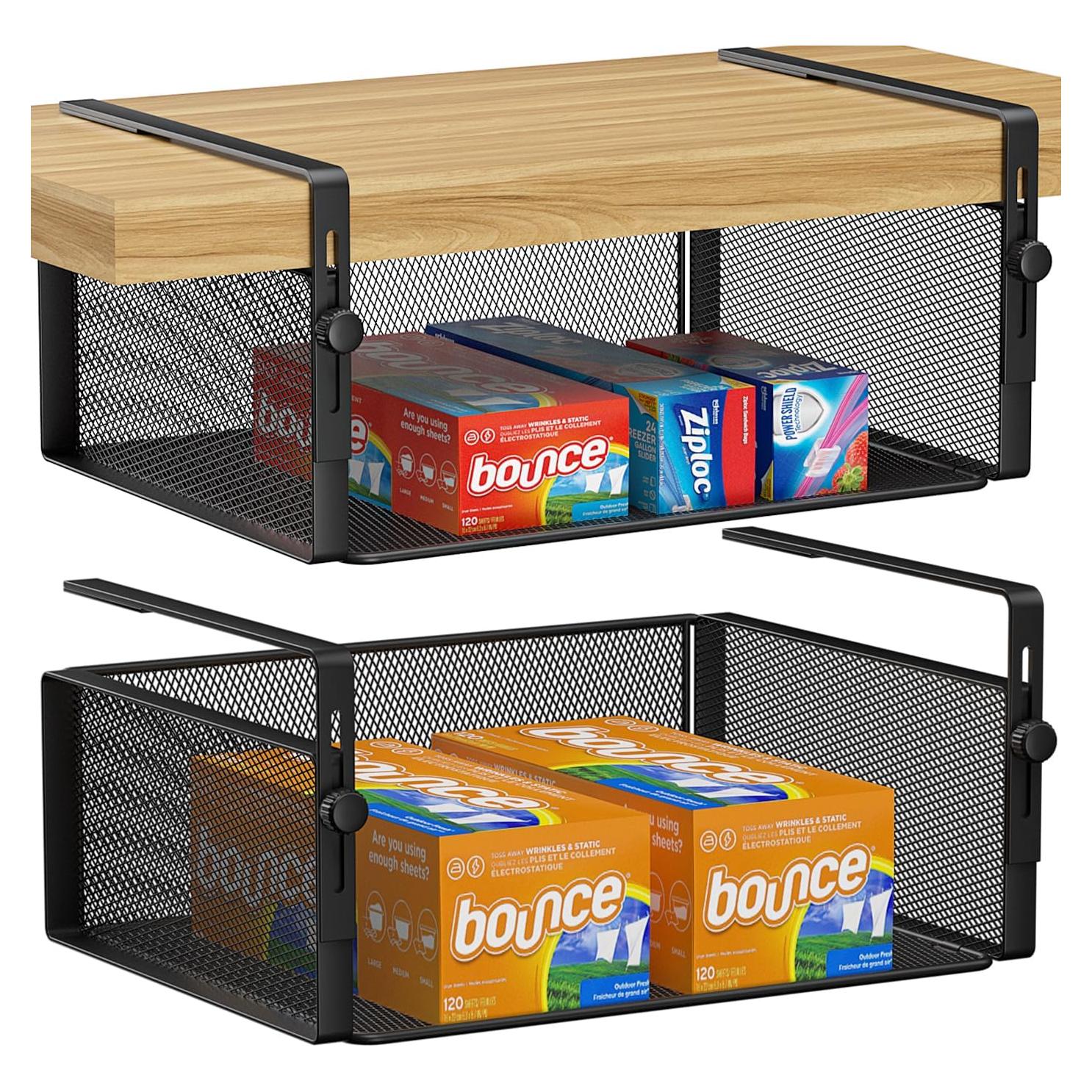 Organizador Bajo Estante AmonHouseware 2 Cestas Ajustables Negro