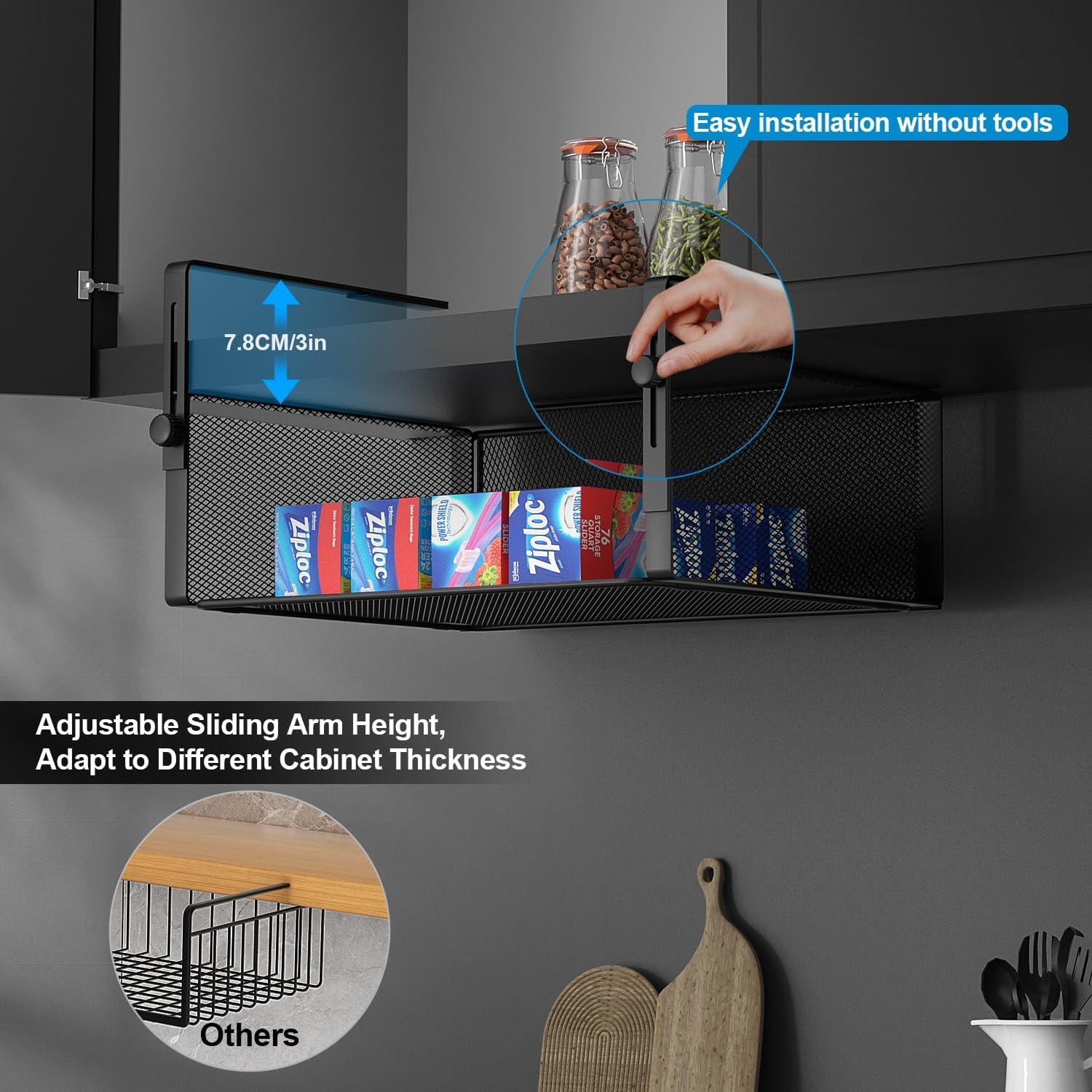 Organizador Bajo Estante AmonHouseware 2 Cestas Ajustables Negro