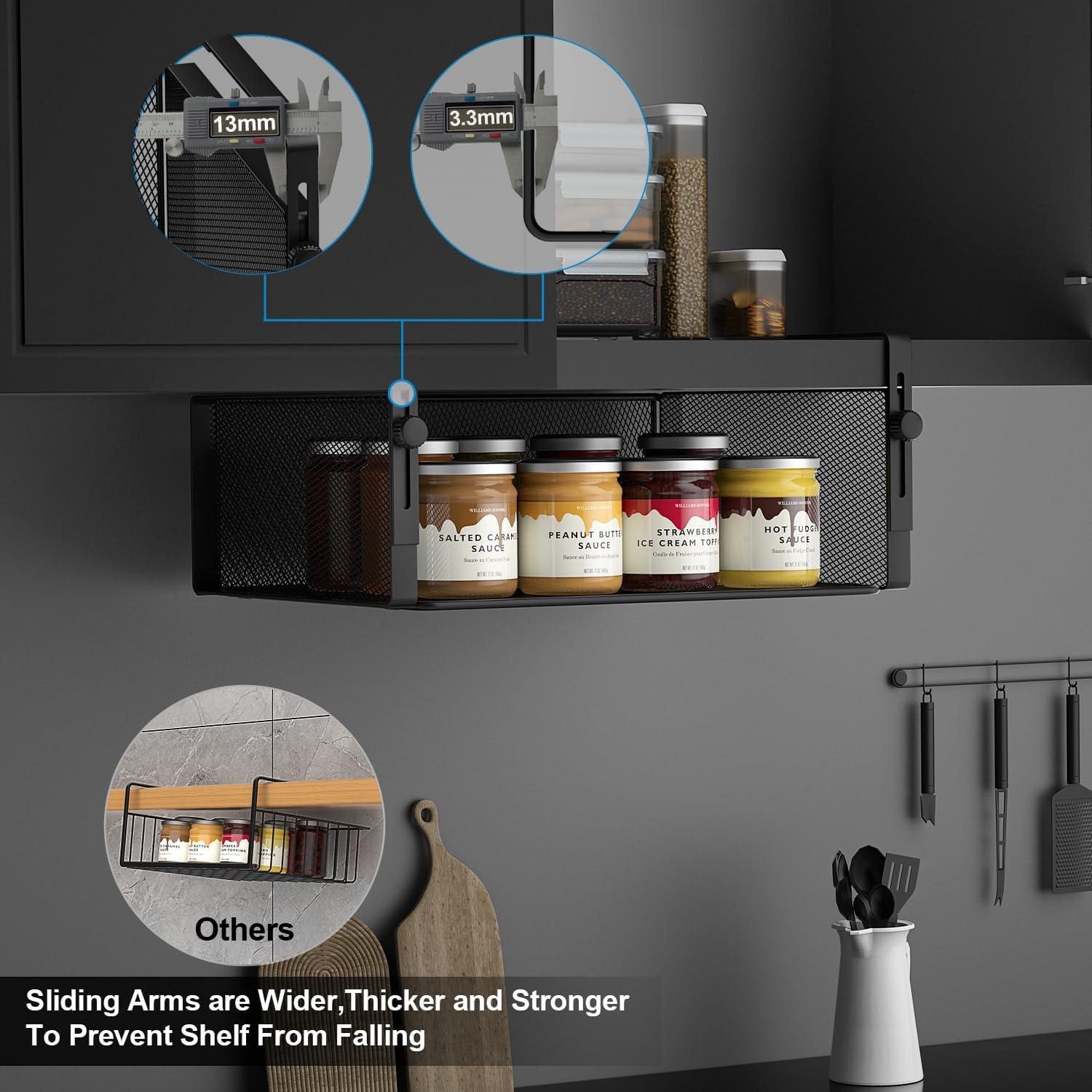 Organizador Bajo Estante AmonHouseware 2 Cestas Ajustables Negro