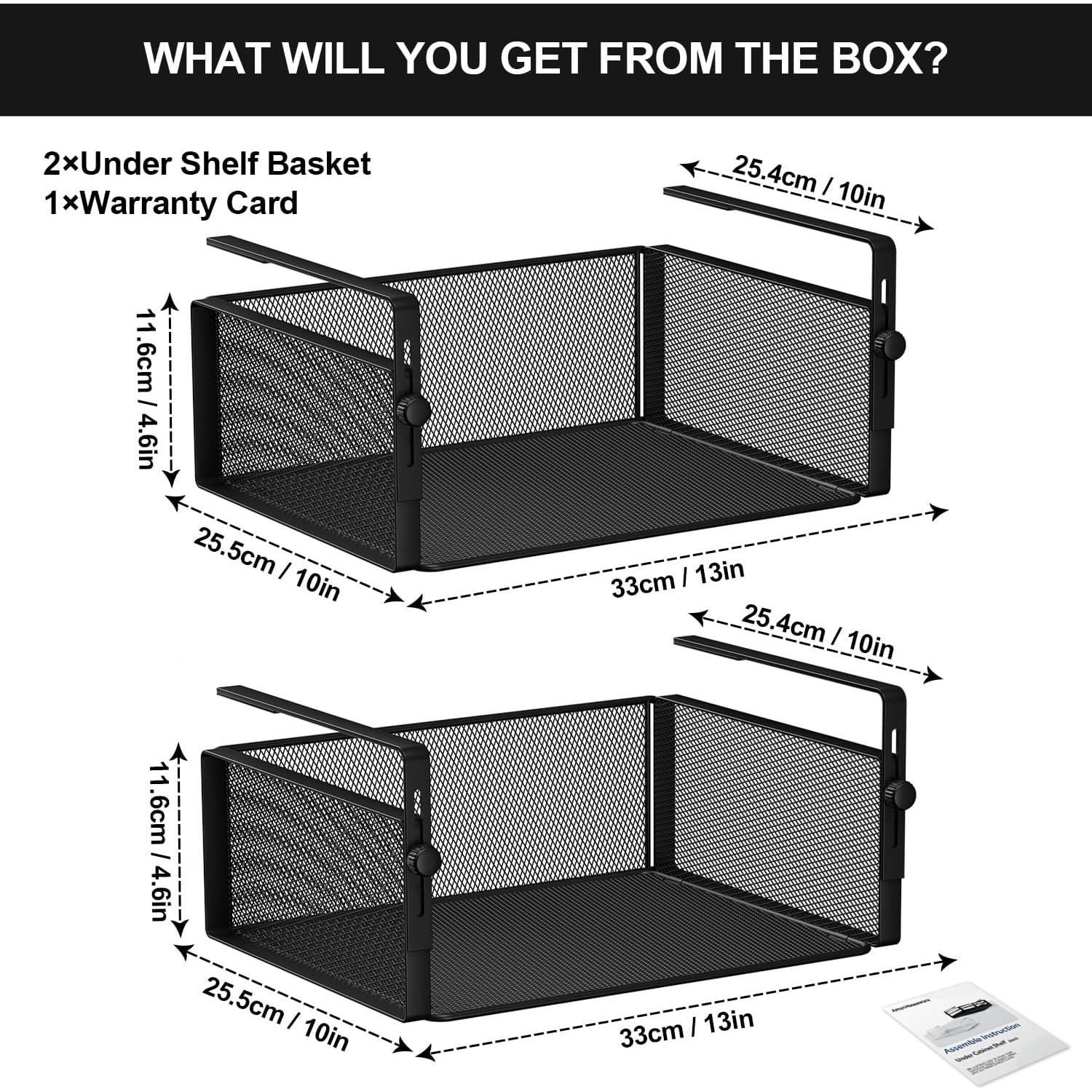 Organizador Bajo Estante AmonHouseware 2 Cestas Ajustables Negro