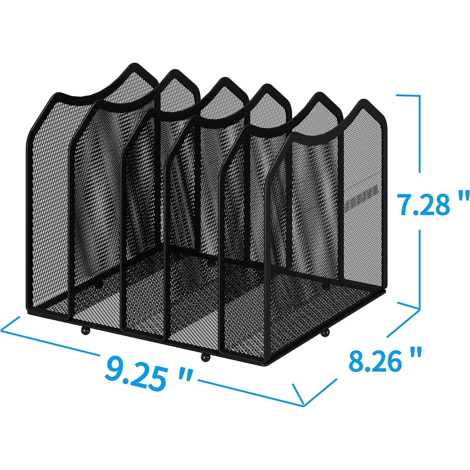 Organizador de Archivos de Malla Simple Trending 5 Secciones Negro