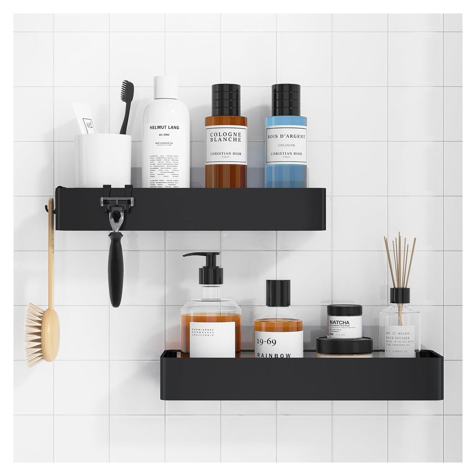 Kitsure Caddy de Ducha Extra Grande - 2 Estantes Inoxidable Negro