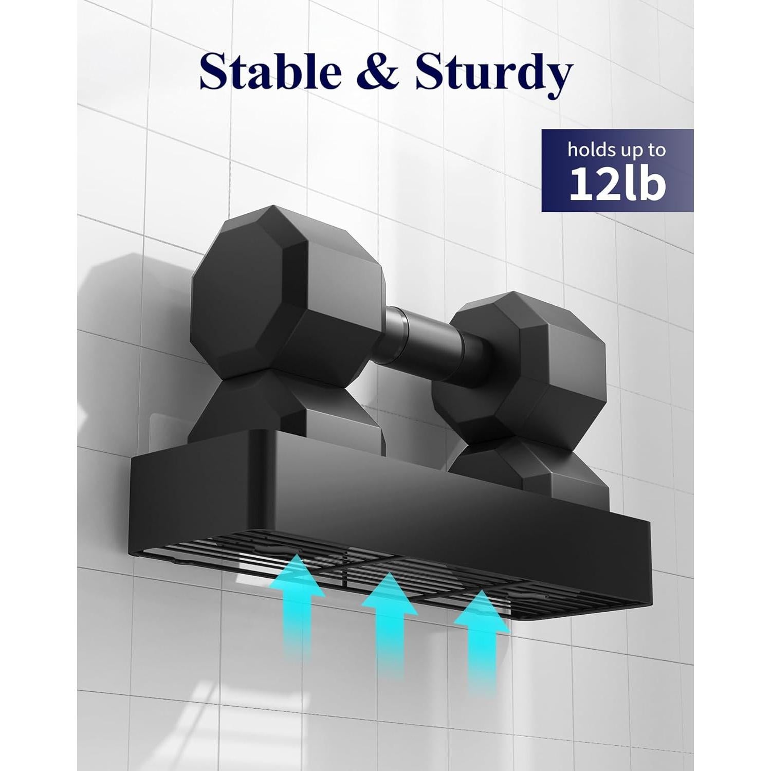 Kitsure Caddy de Ducha Extra Grande - 2 Estantes Inoxidable Negro