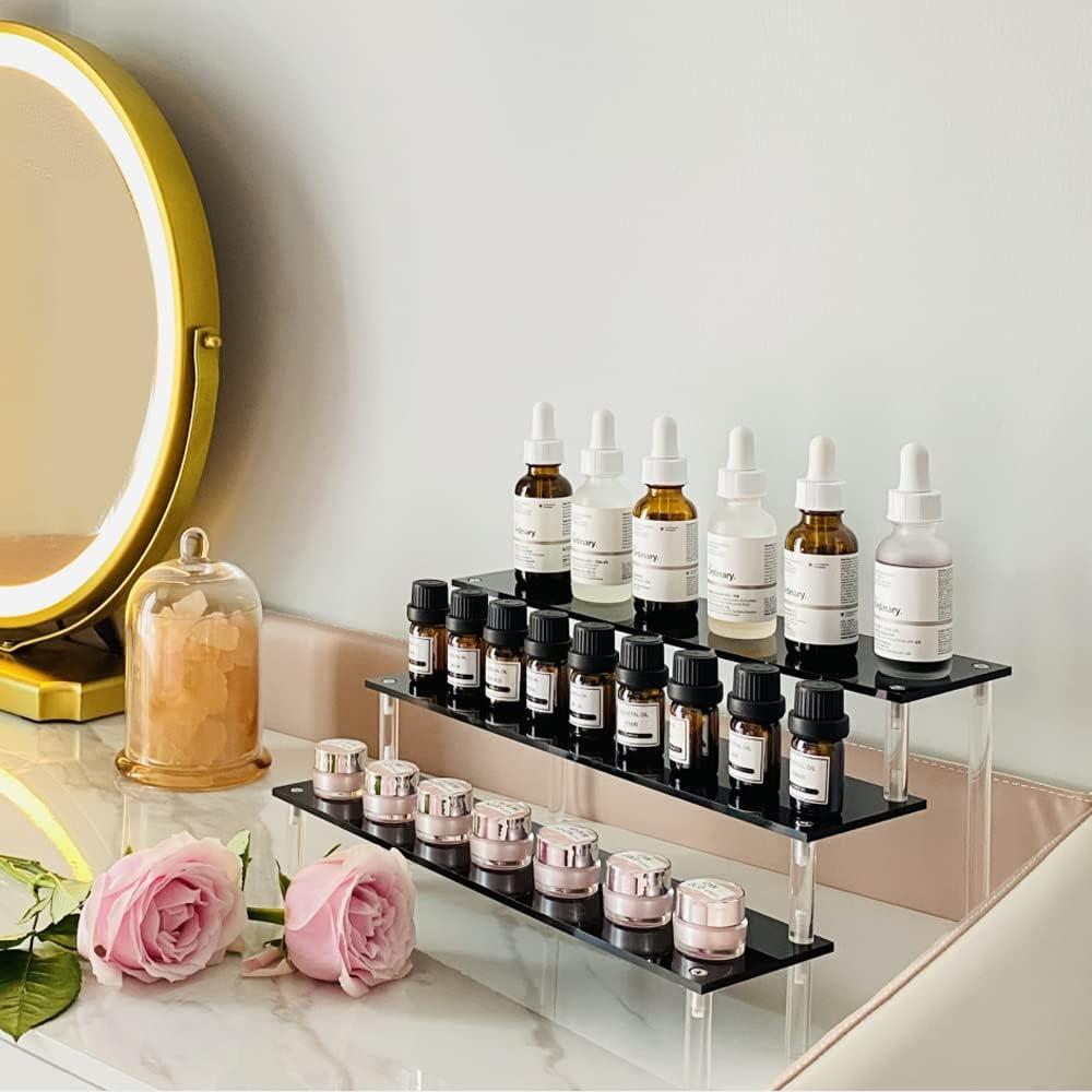 Soporte Acrílico Negro 3 Niveles AZEAM para Cosméticos