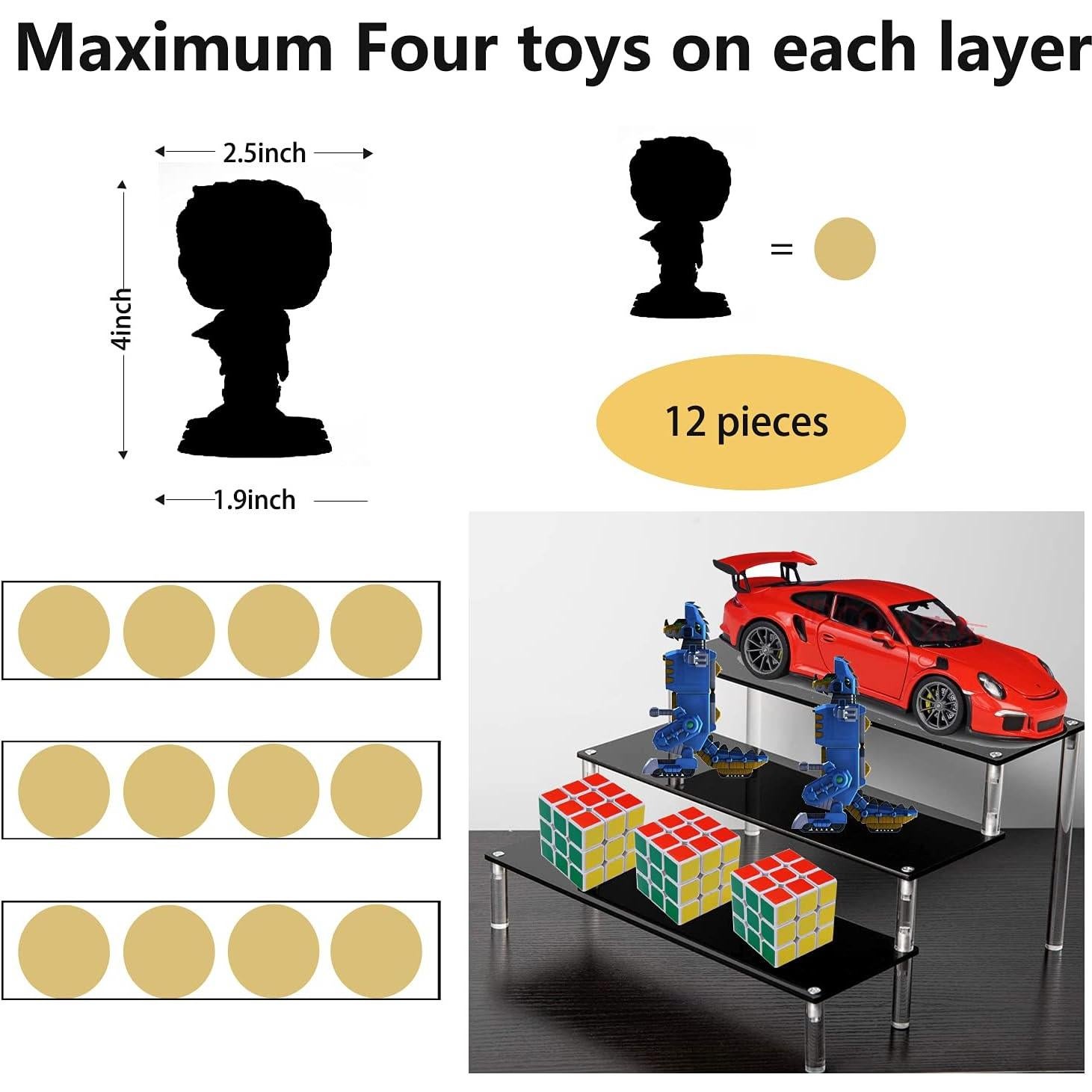 Soporte Acrílico Negro 3 Niveles AZEAM para Cosméticos