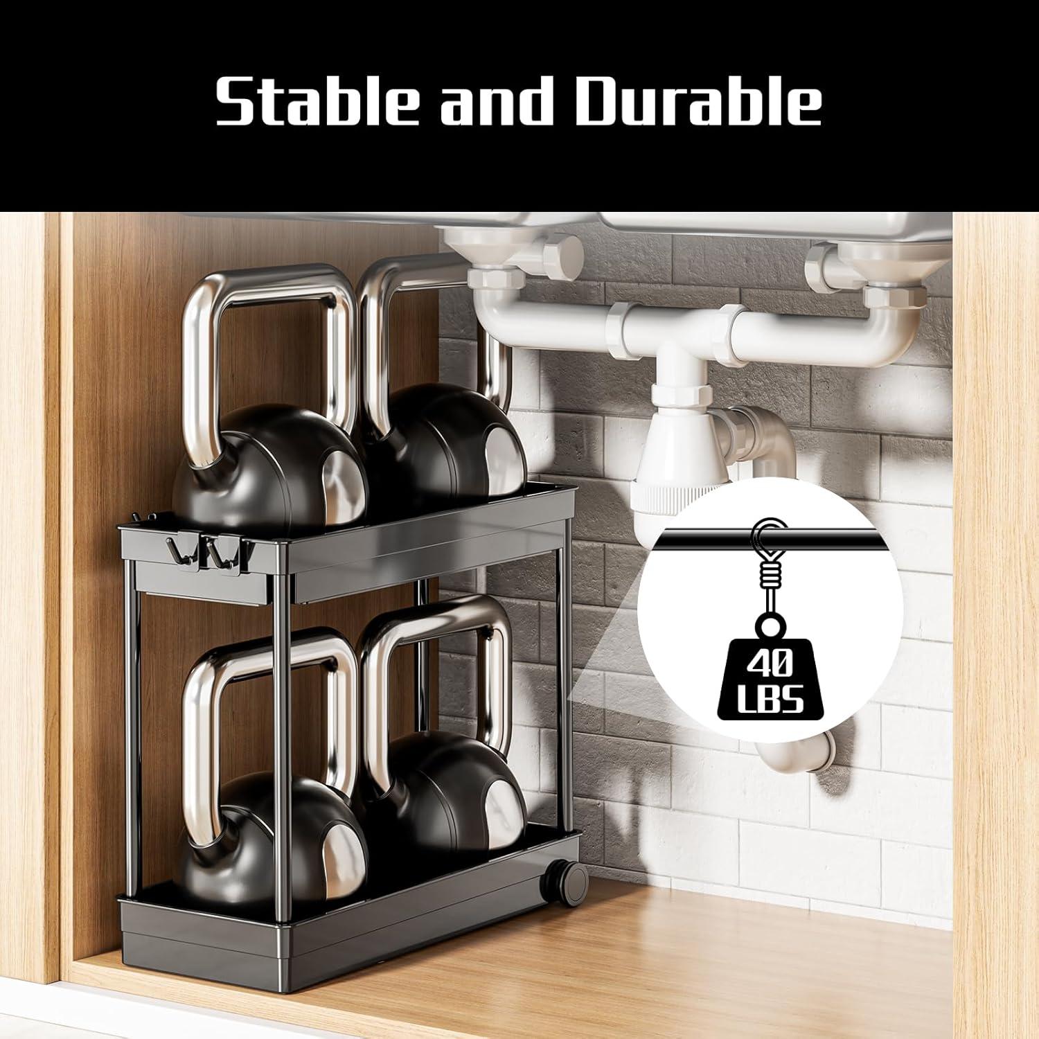 Organizador Bajo Fregadero Cicilyna 2 Niveles Negro